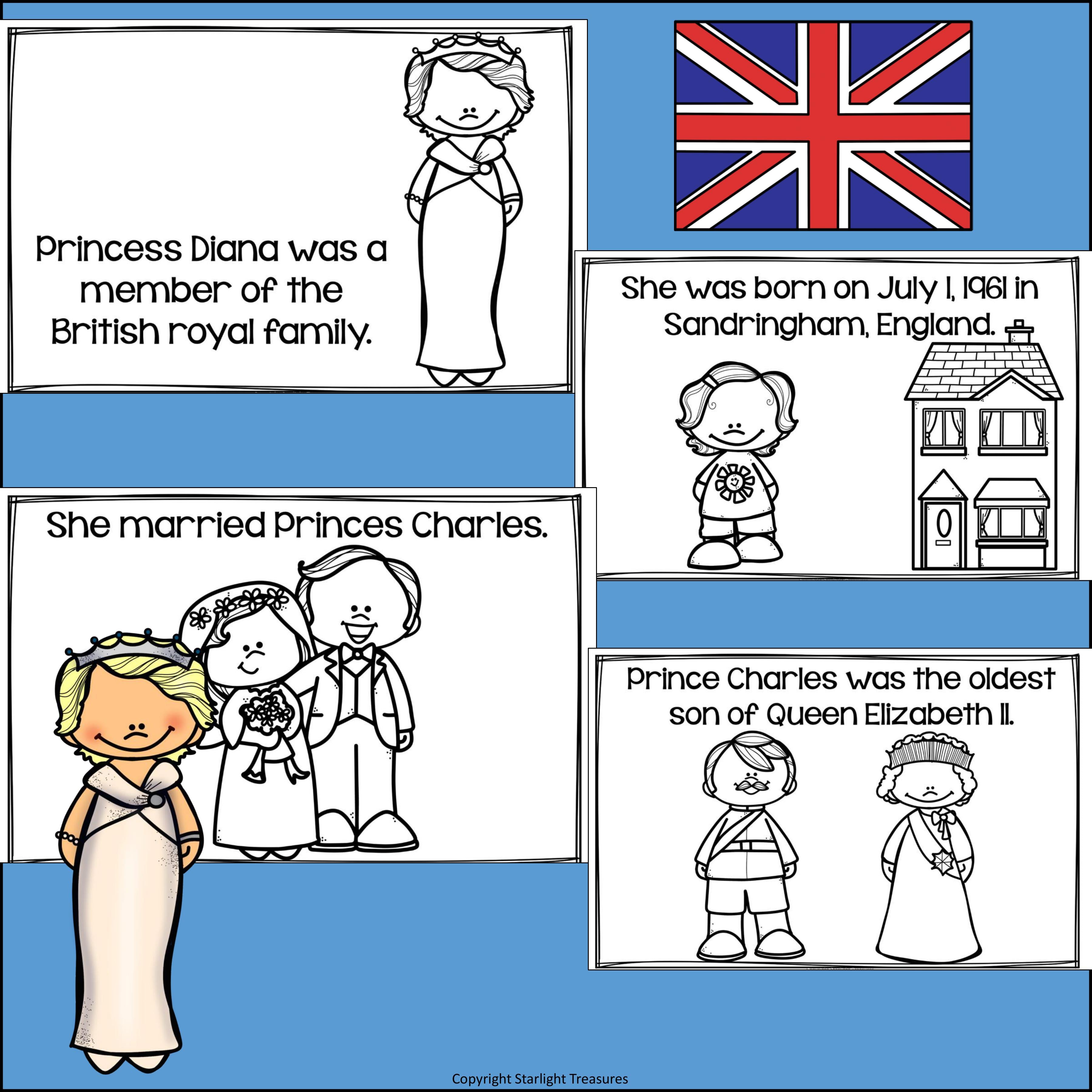 Princess Diana Mini Book for Early Readers: Women's History Month