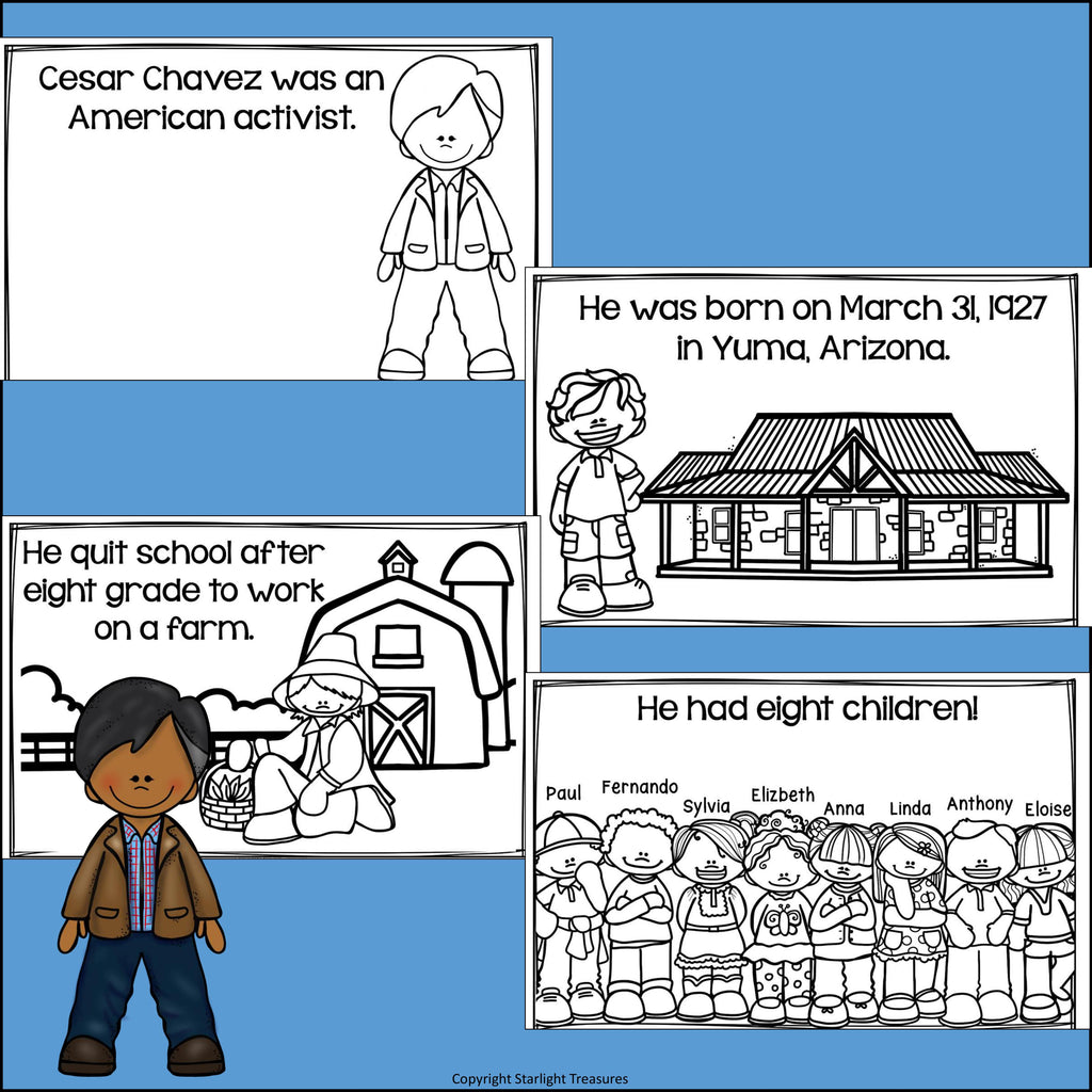 Cesar Chavez Mini Book for Early Readers: Hispanic Heritage Month
