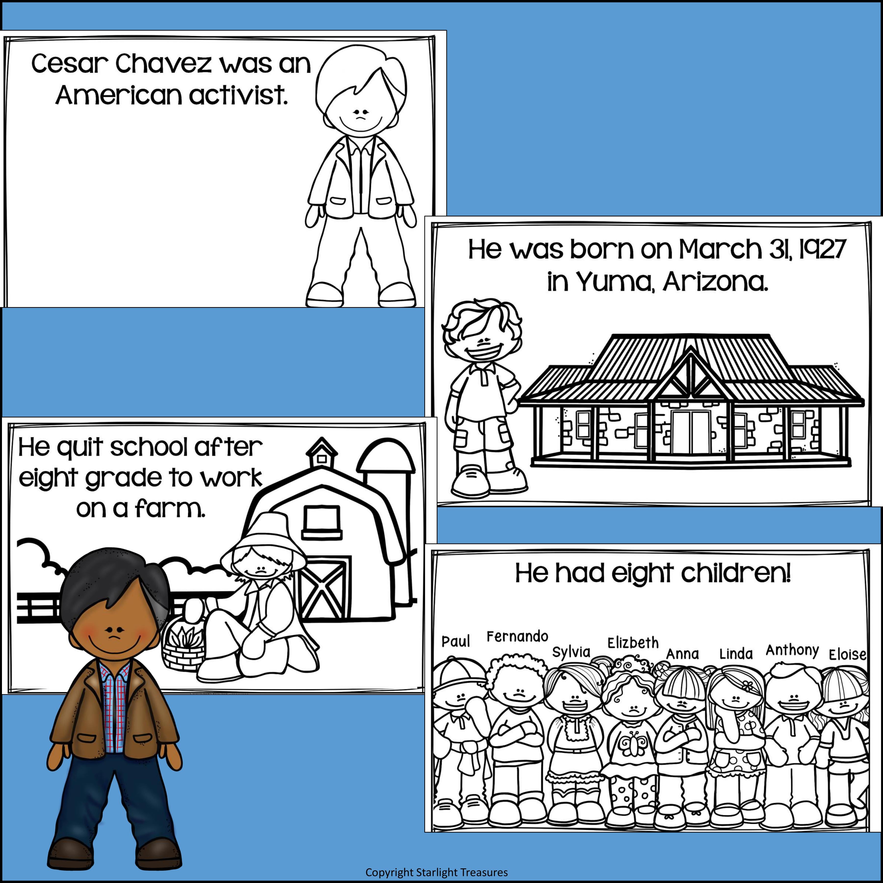 Cesar Chavez Mini Book for Early Readers: Hispanic Heritage Month