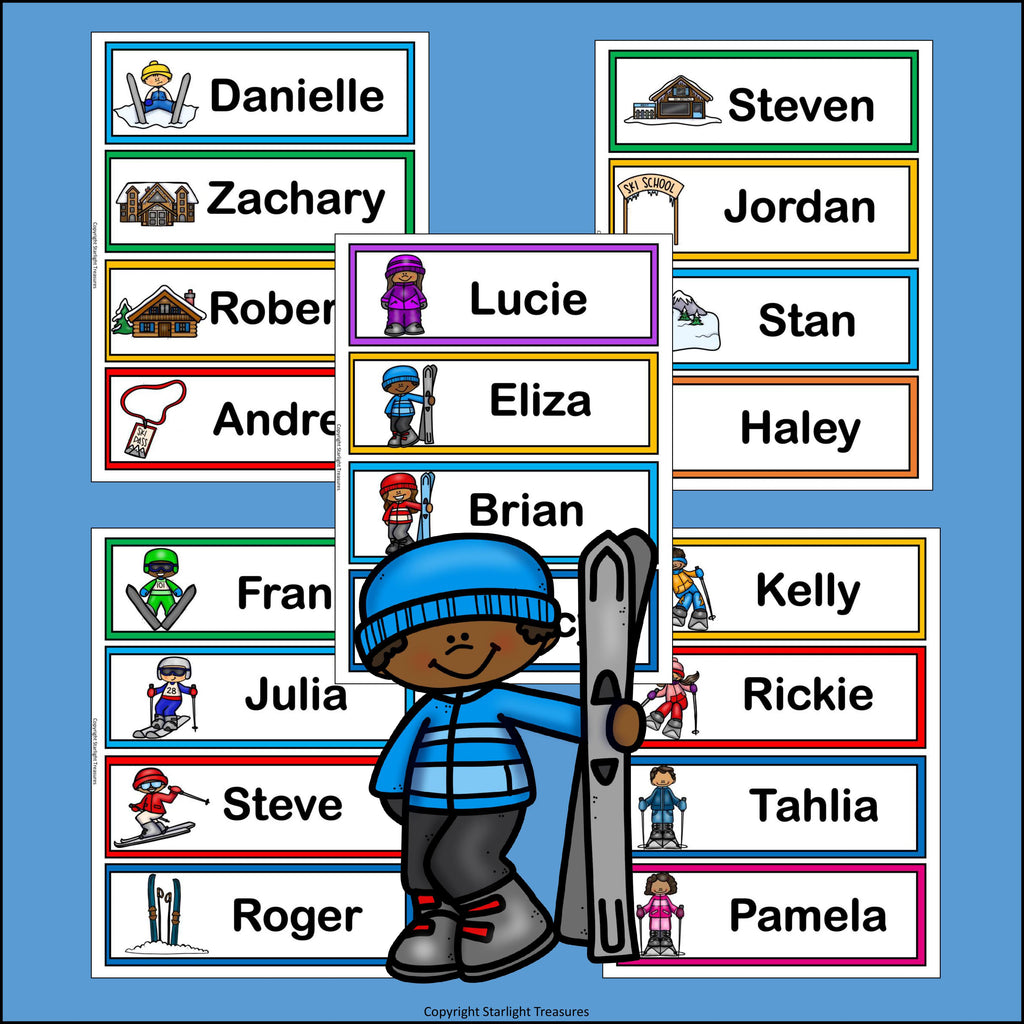 Ski Vacation Name Tags - Editable