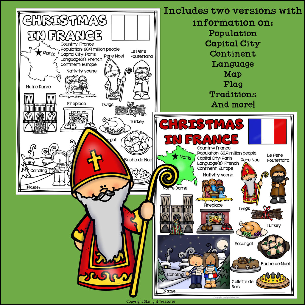 Christmas in France Fact Sheet for Early Readers