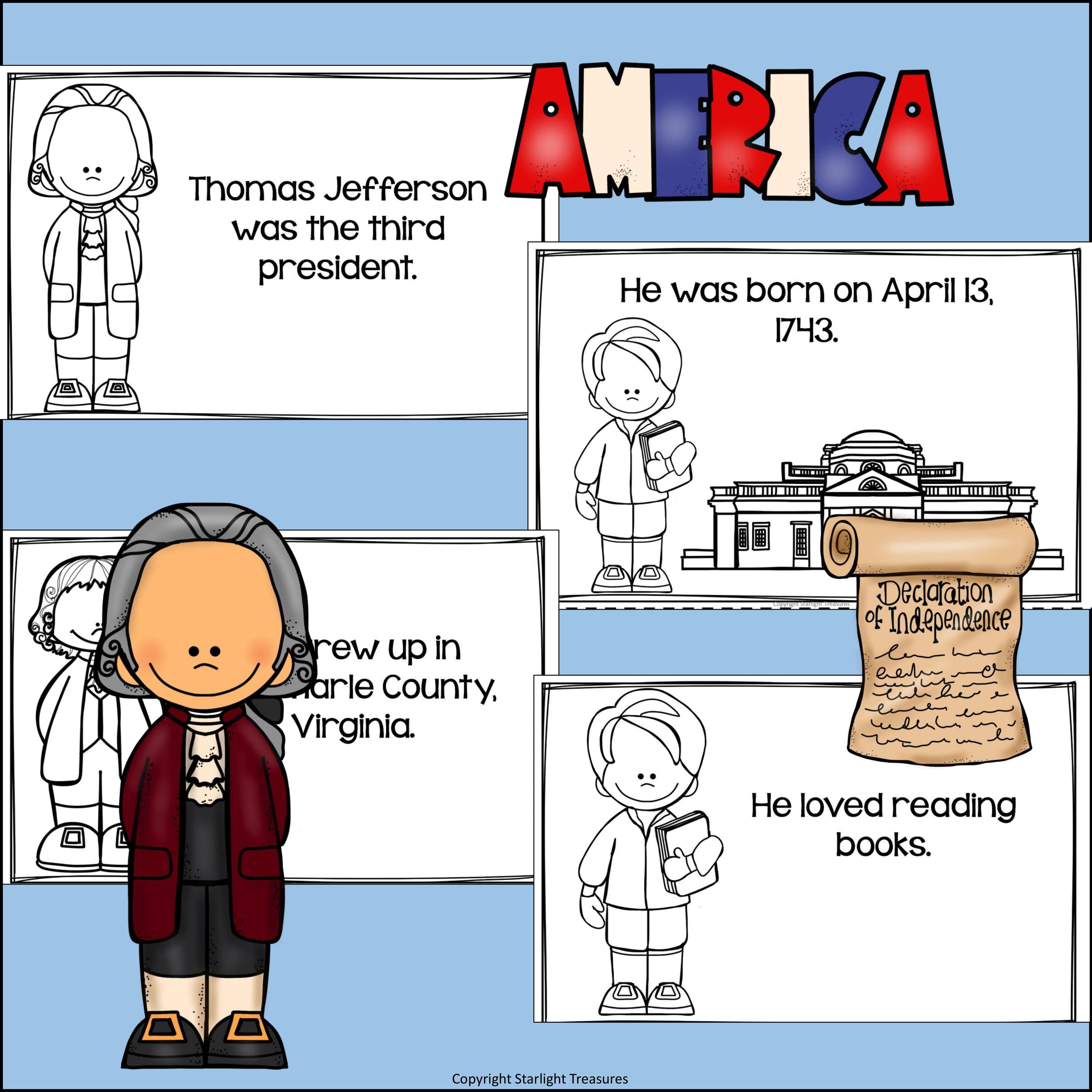 Thomas Jefferson Mini Book for Early Readers: Presidents' Day