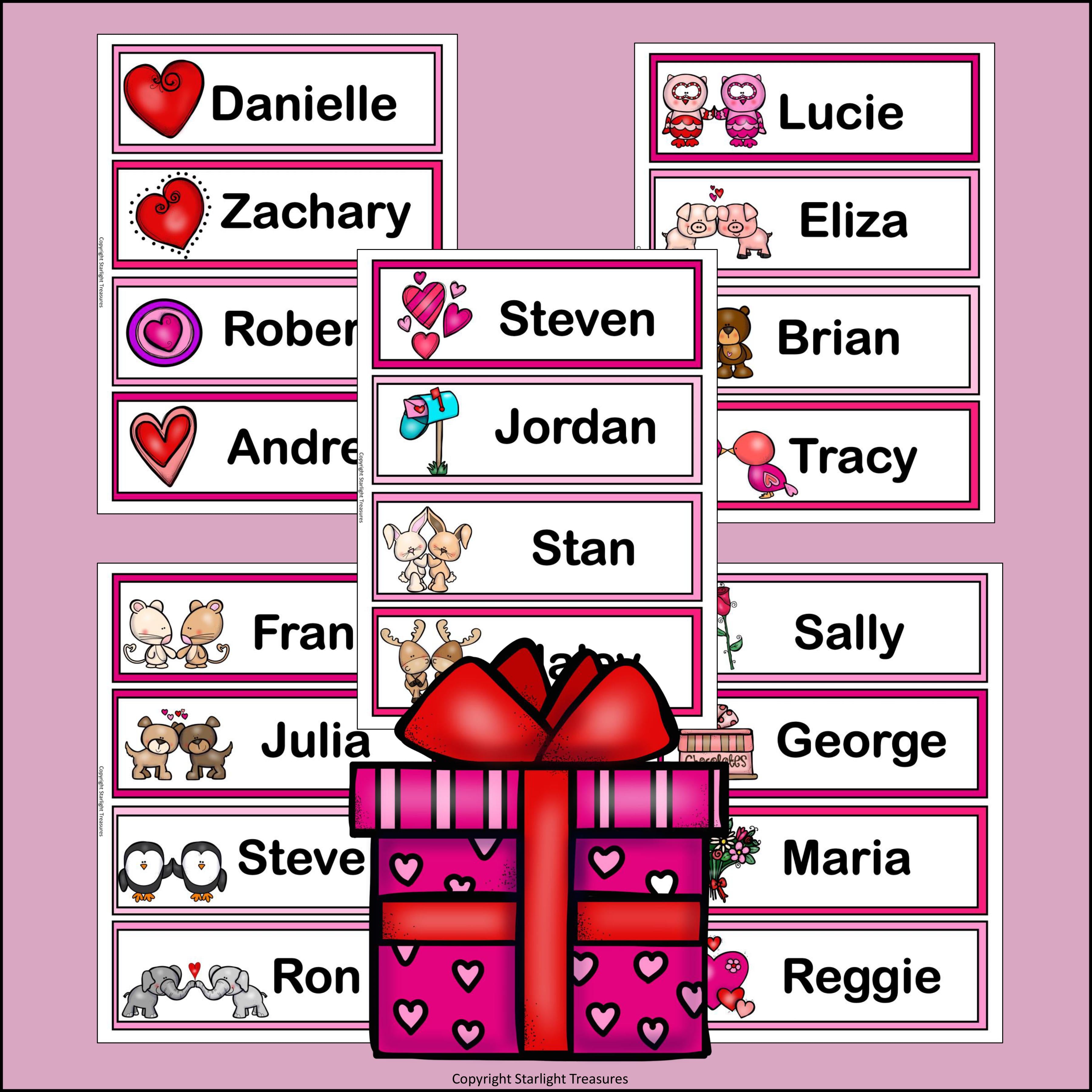Valentine's Day Name Tags - Editable