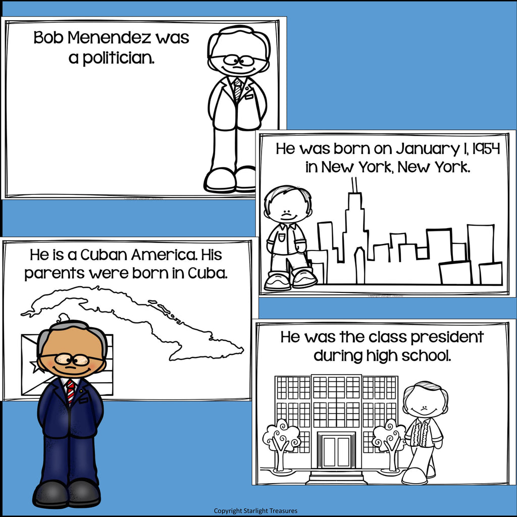 Bob Menendez Mini Book for Early Readers: Hispanic Heritage Month