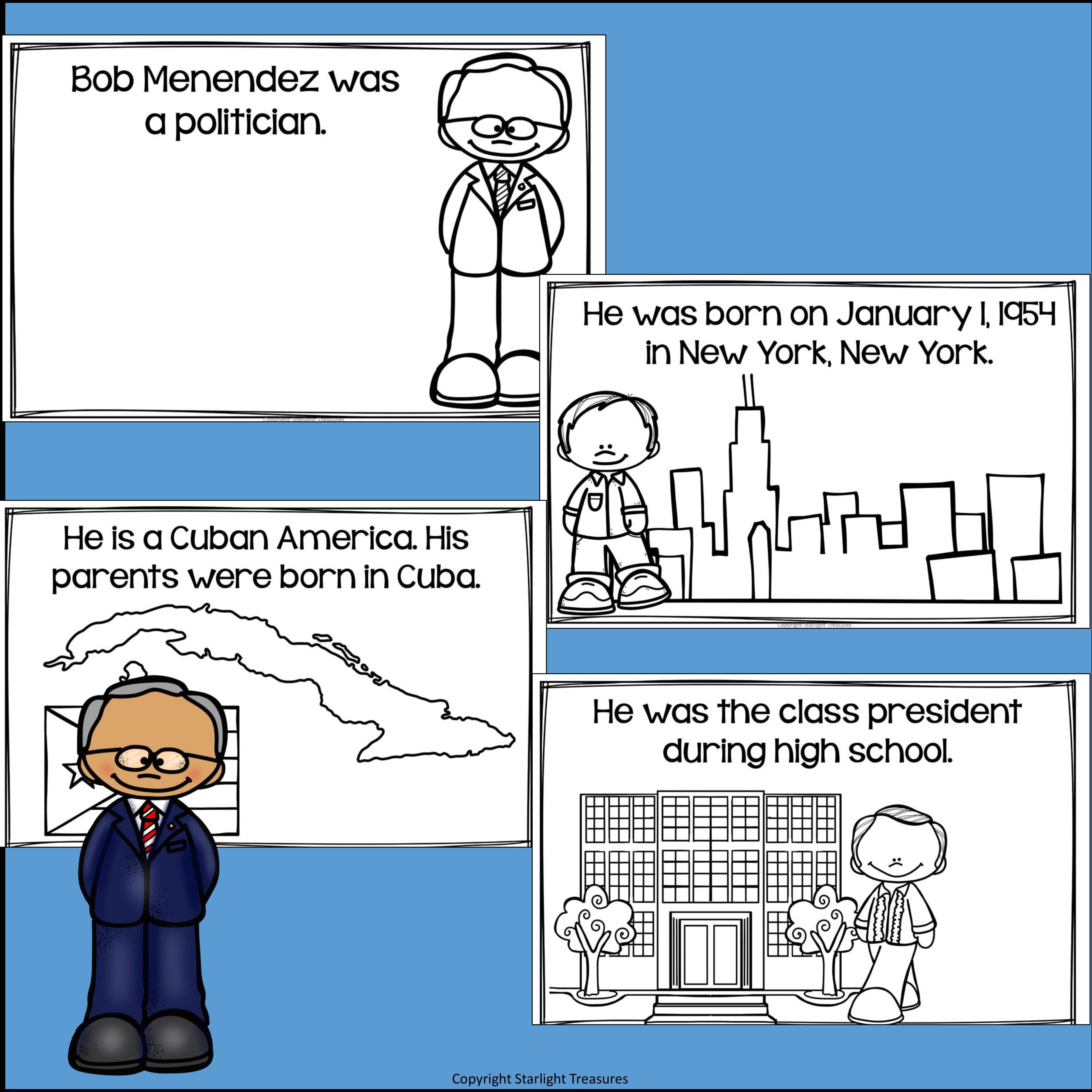 Bob Menendez Mini Book for Early Readers: Hispanic Heritage Month