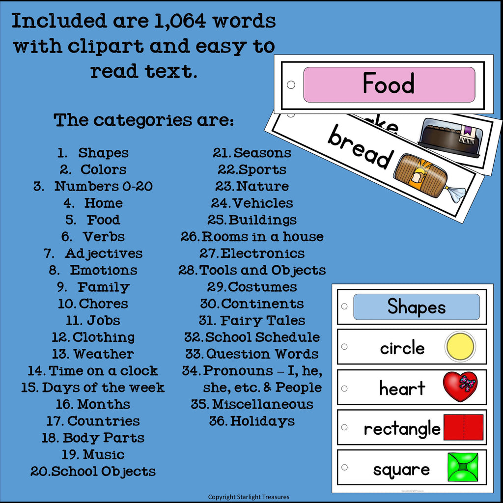 Over 1,000 English Words Mobile Word Walls 