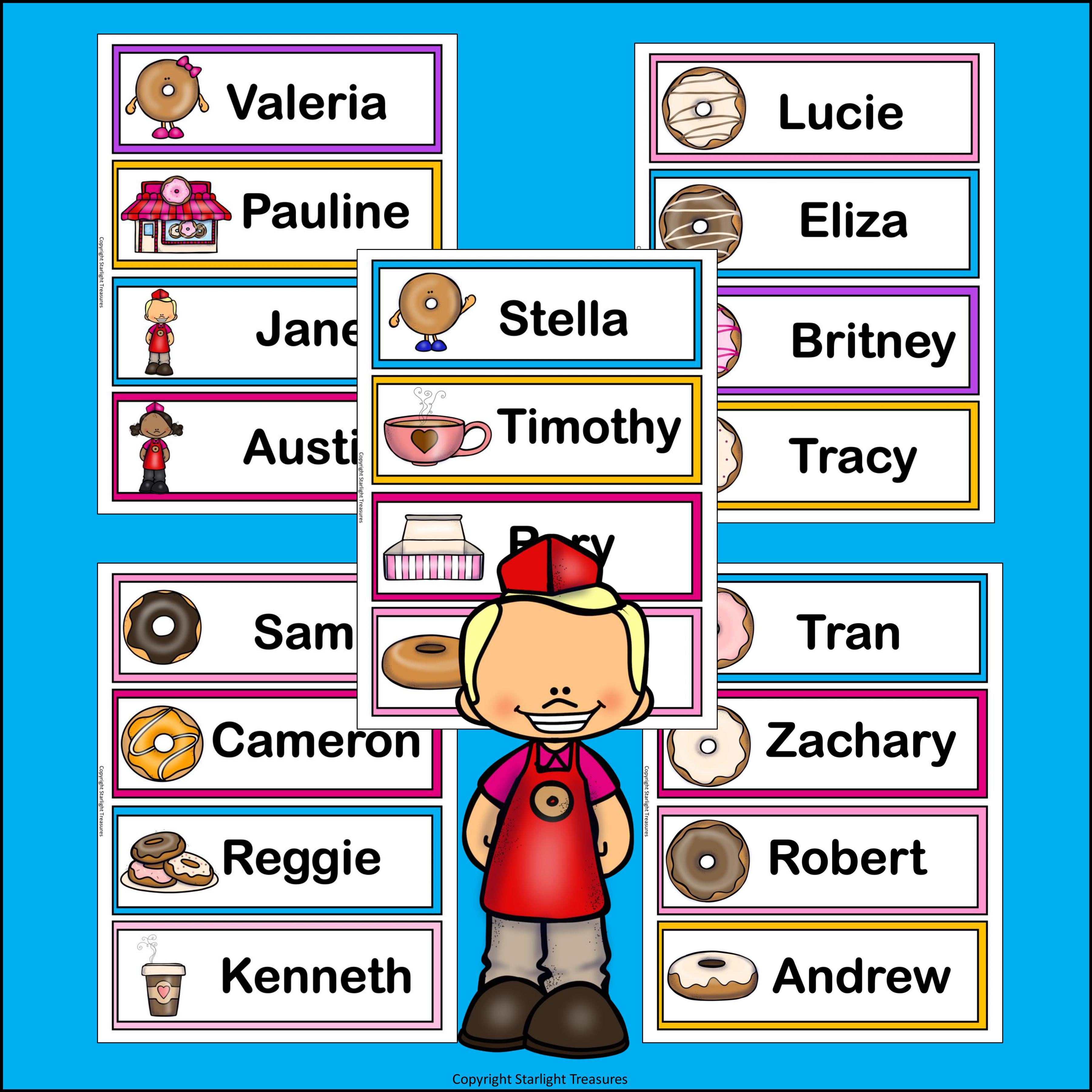 Donuts Name Tags - Editable
