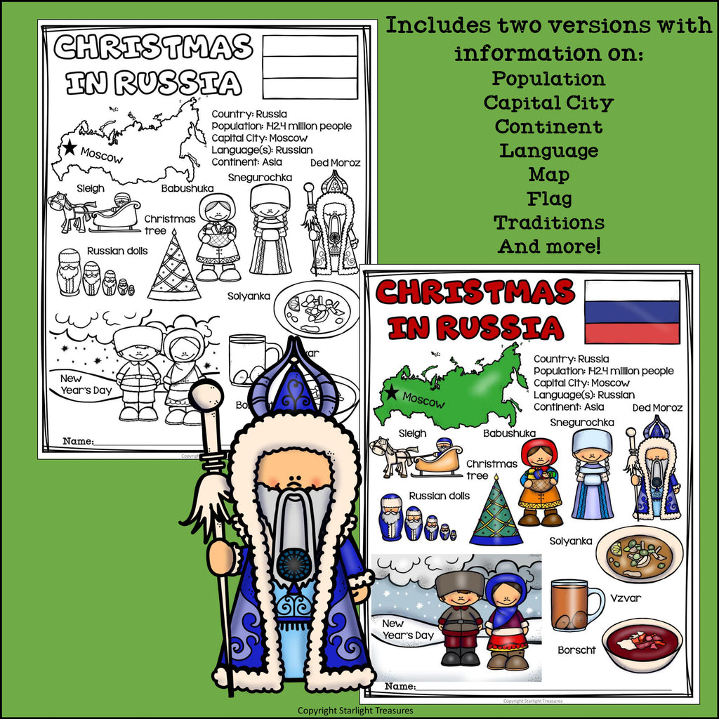 Christmas in Russia Fact Sheet for Early Readers