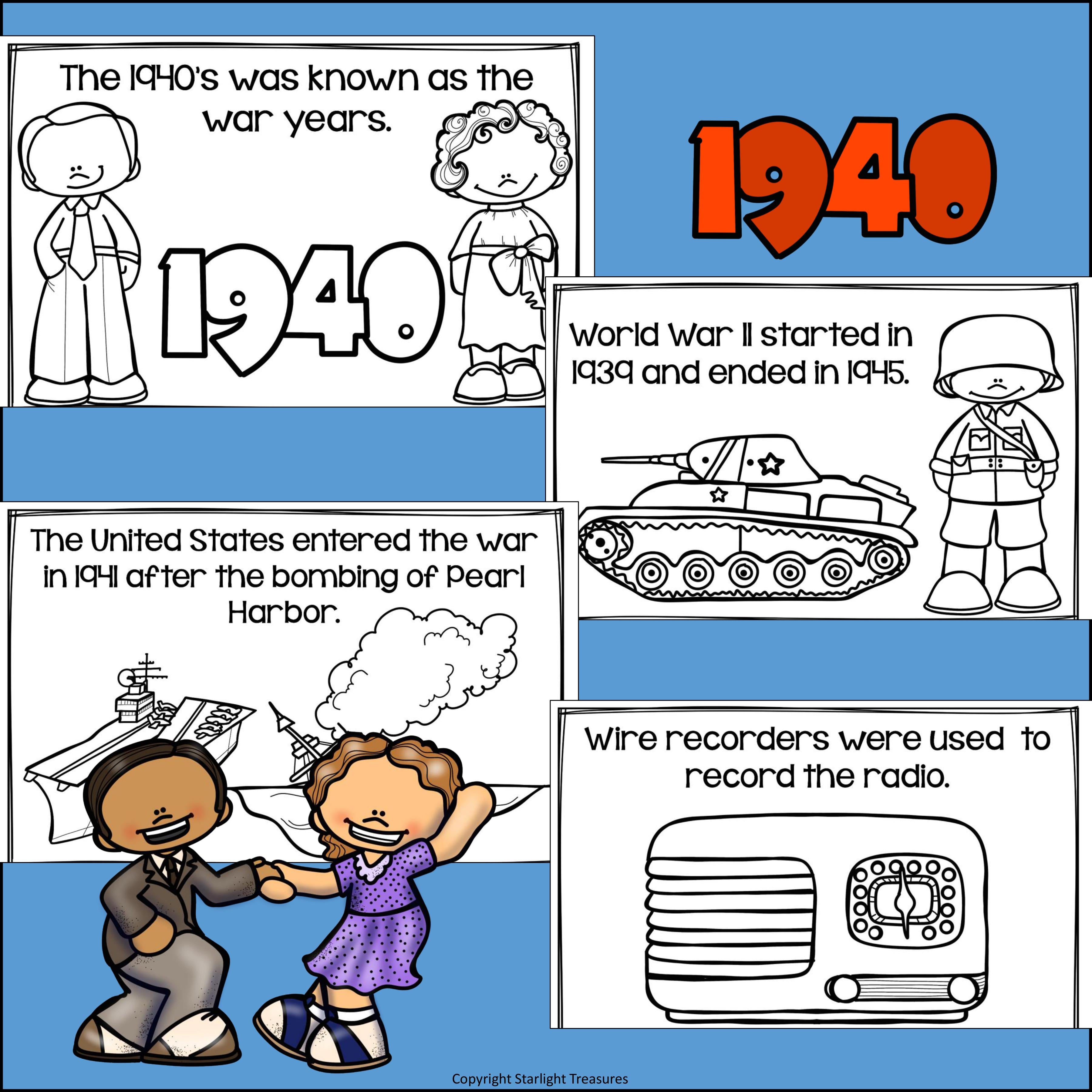  Life in the 1940s Mini Book for Early Readers