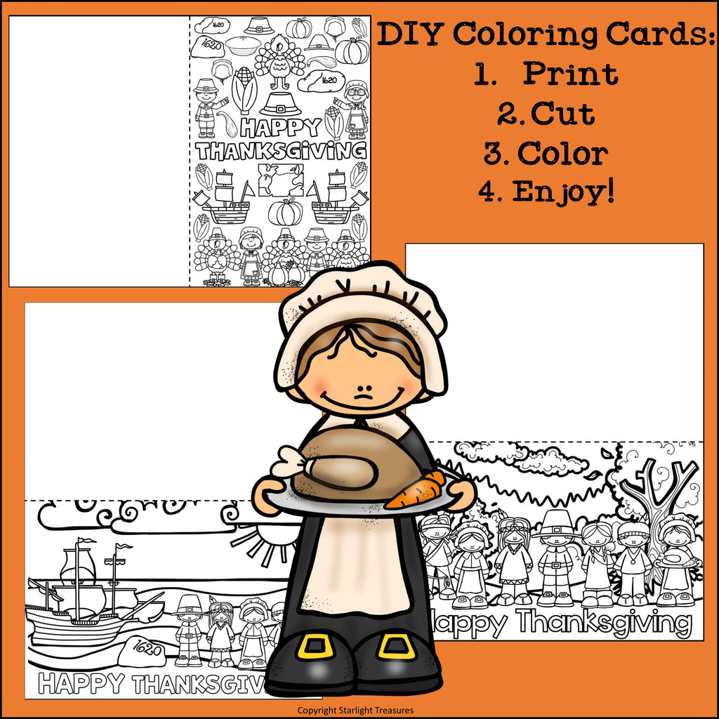 DIY Thanksgiving Coloring Cards