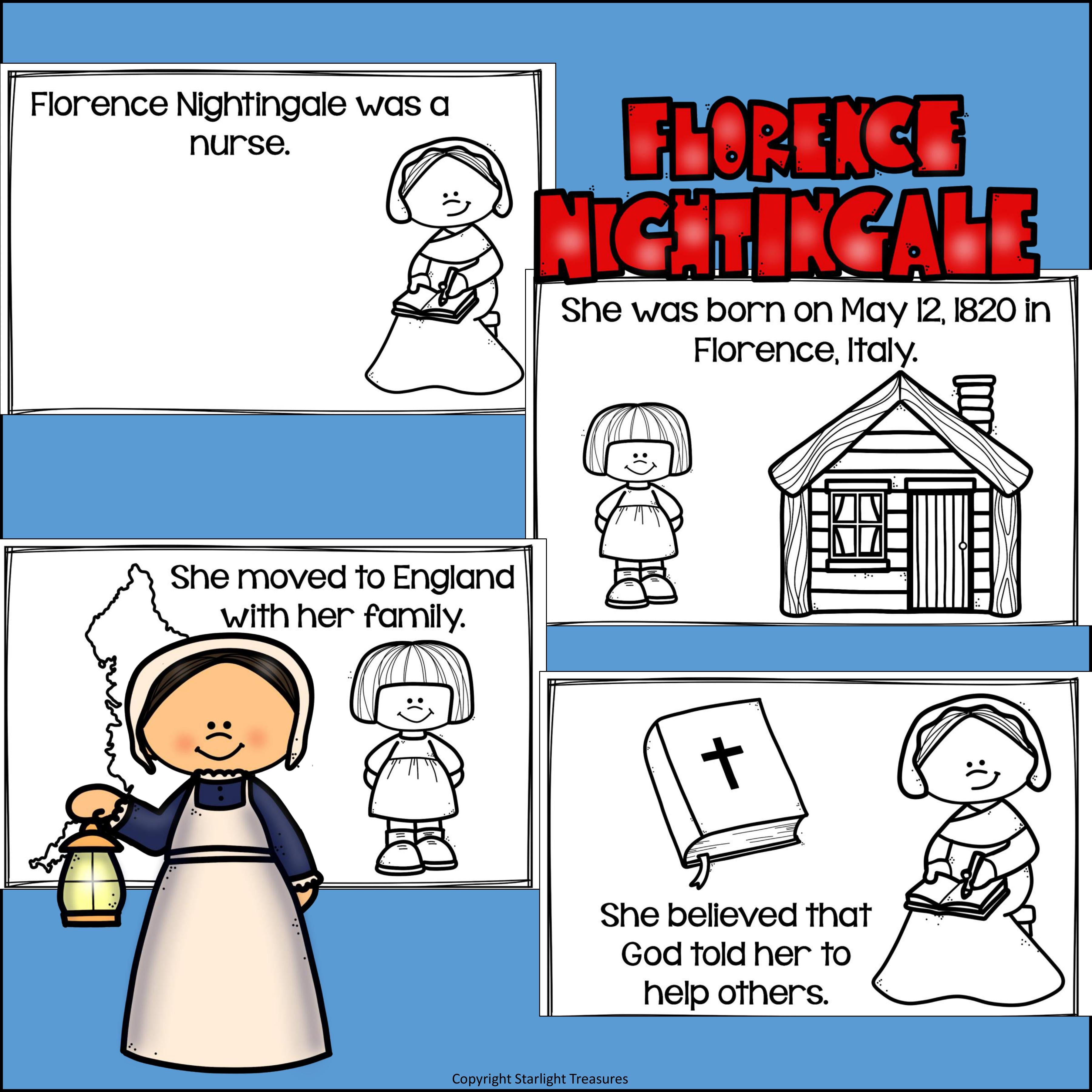 Florence Nightingale Mini Book for Early Readers: Women's History Month