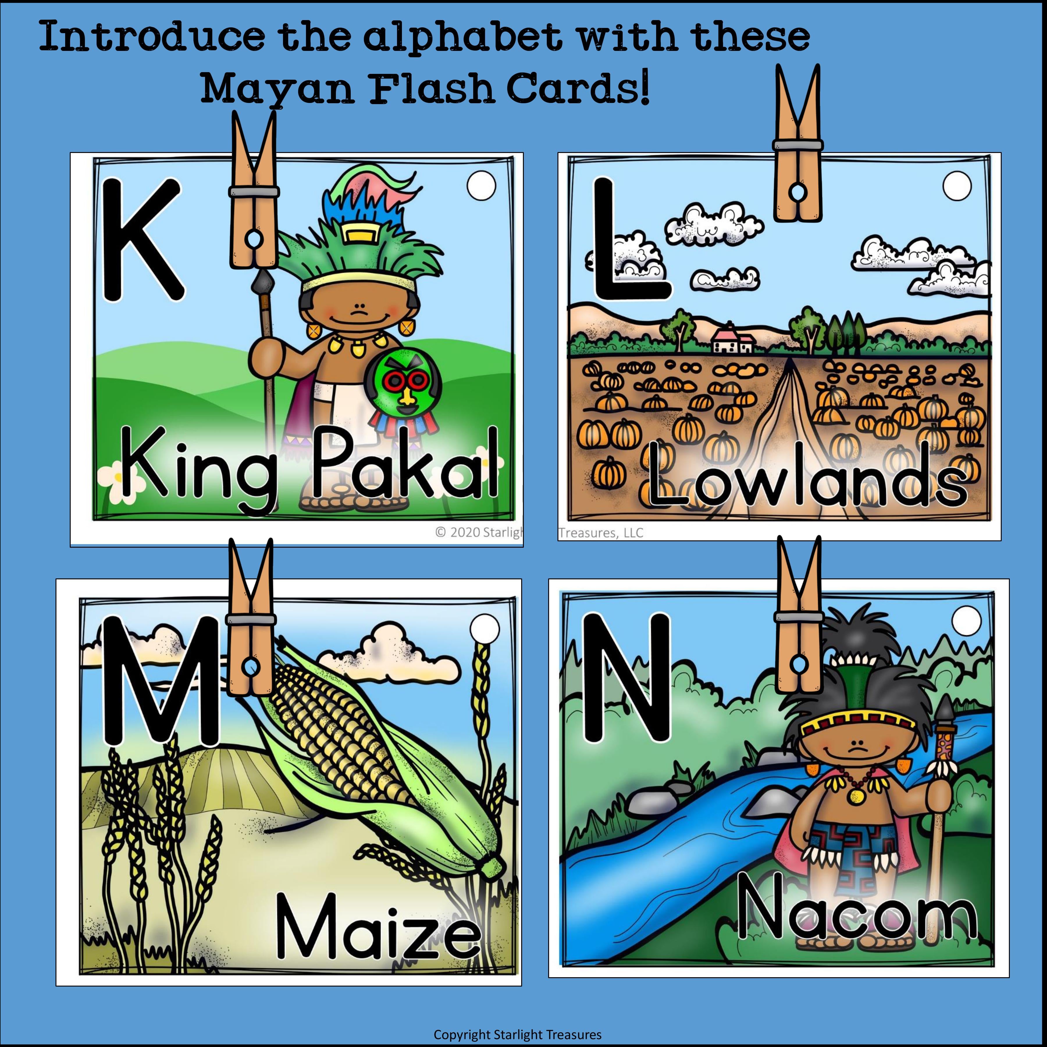 Alphabet Flash Cards for Early Readers - Mayans