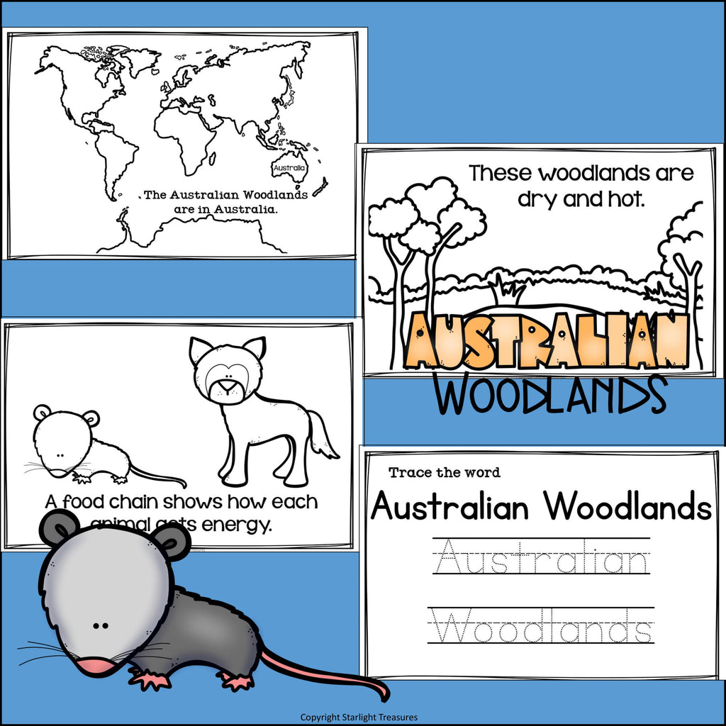 Australian Woodlands Chain Mini Book for Early Readers - Food Chains