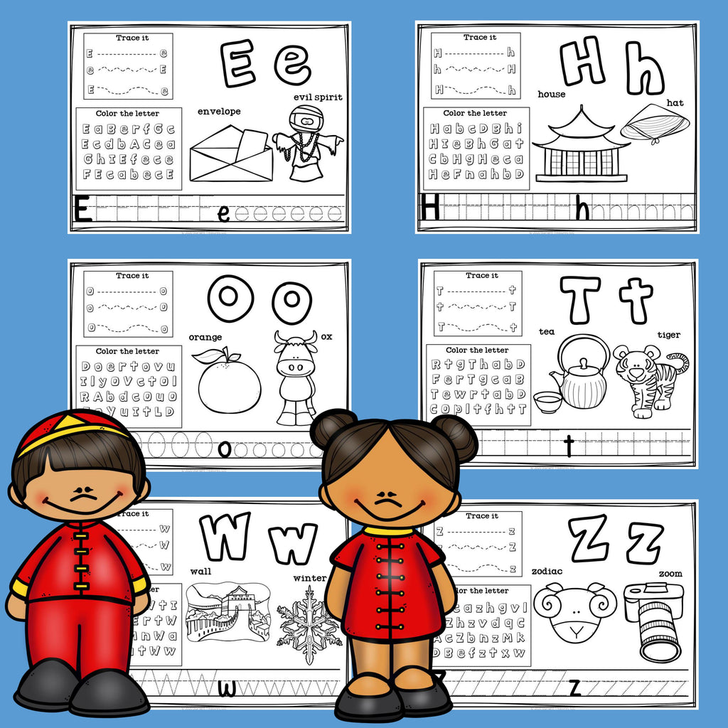 Alphabet Workbook: Worksheets A-Z Chinese New Year