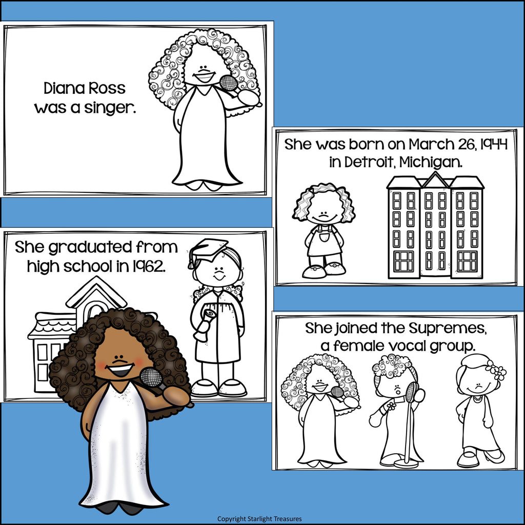 Diana Ross Mini Book for Early Readers: Women's History Month