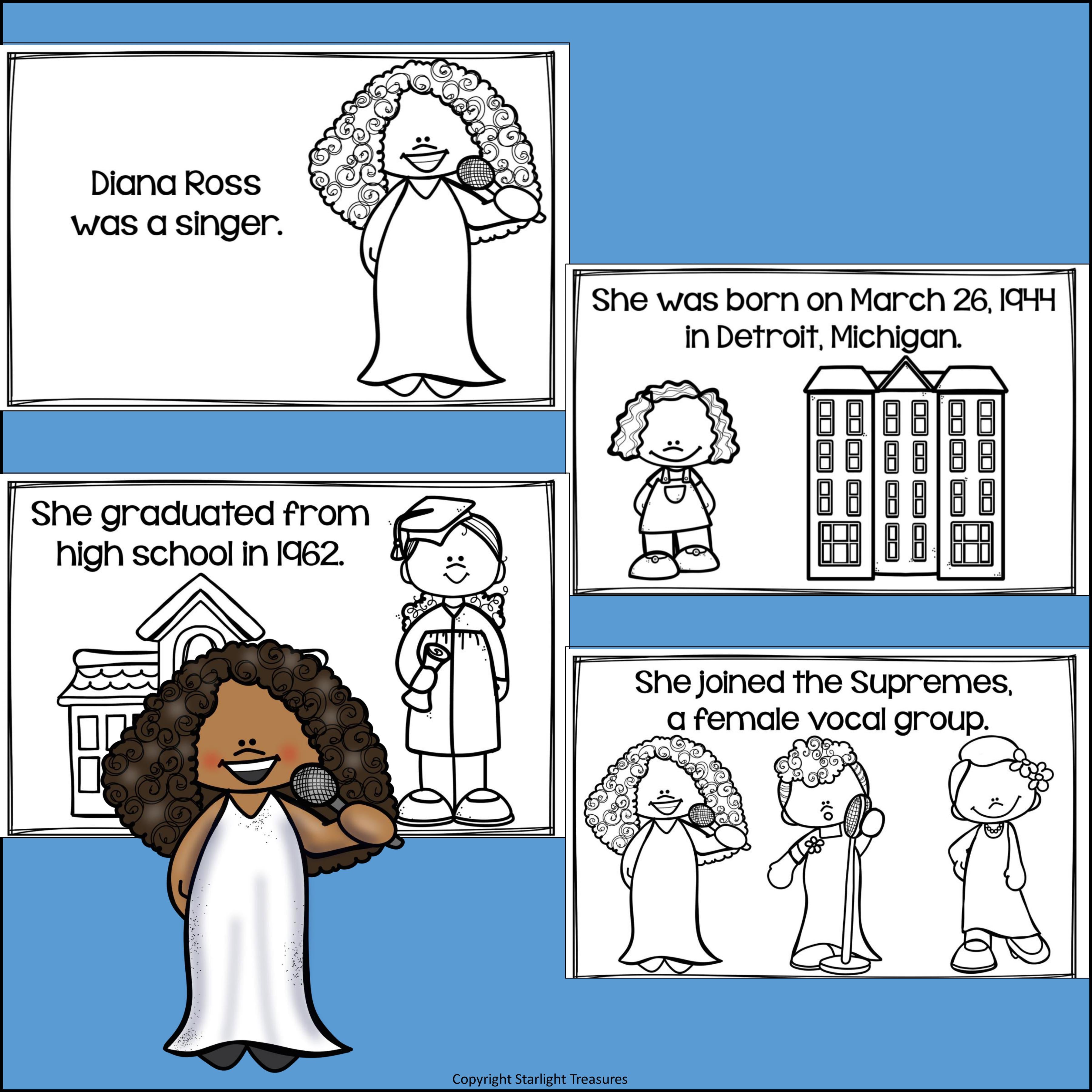 Diana Ross Mini Book for Early Readers: Women's History Month
