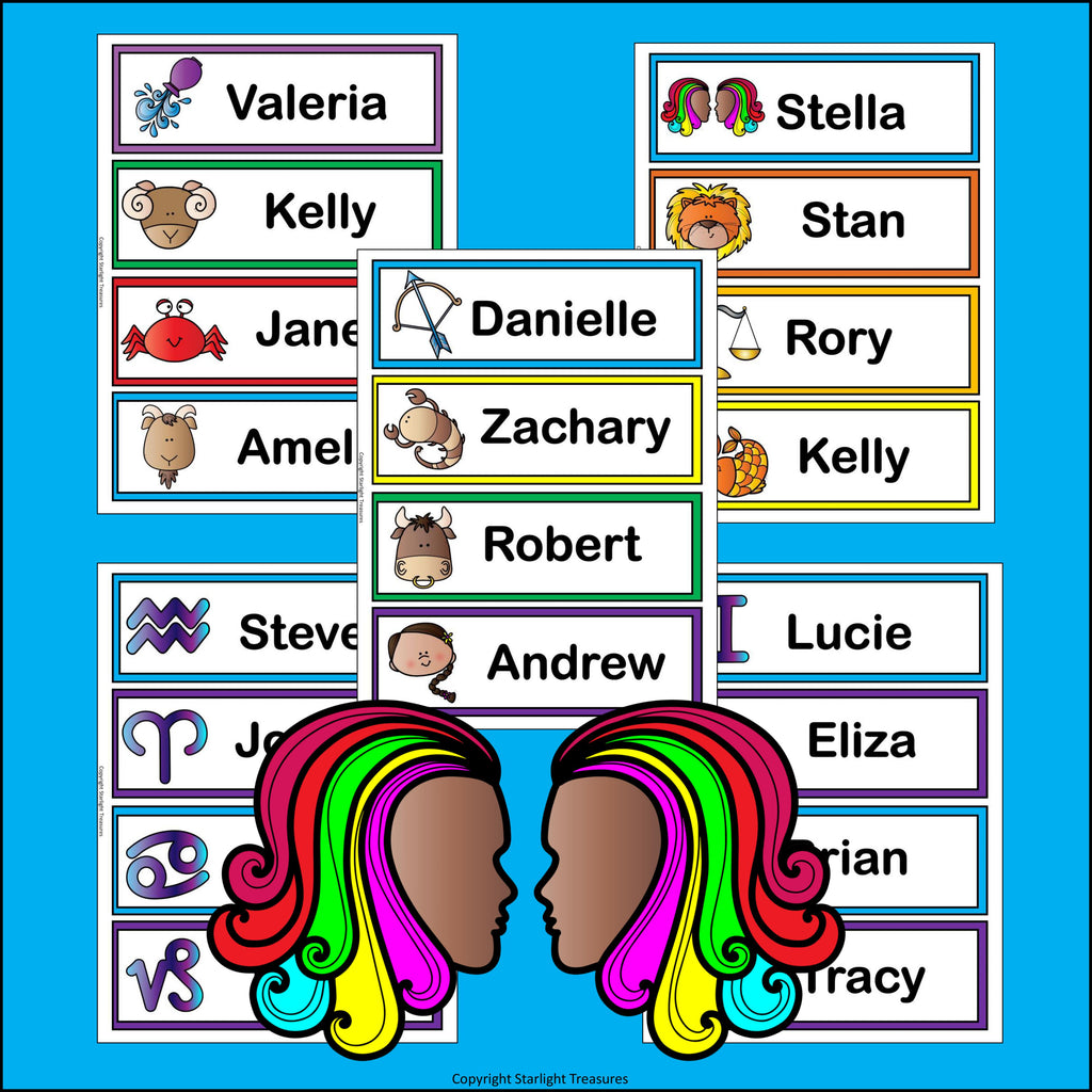 Zodiac Name Tags - Editable