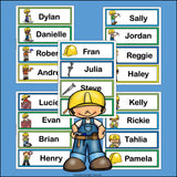 Construction Friends Name Tags - Editable