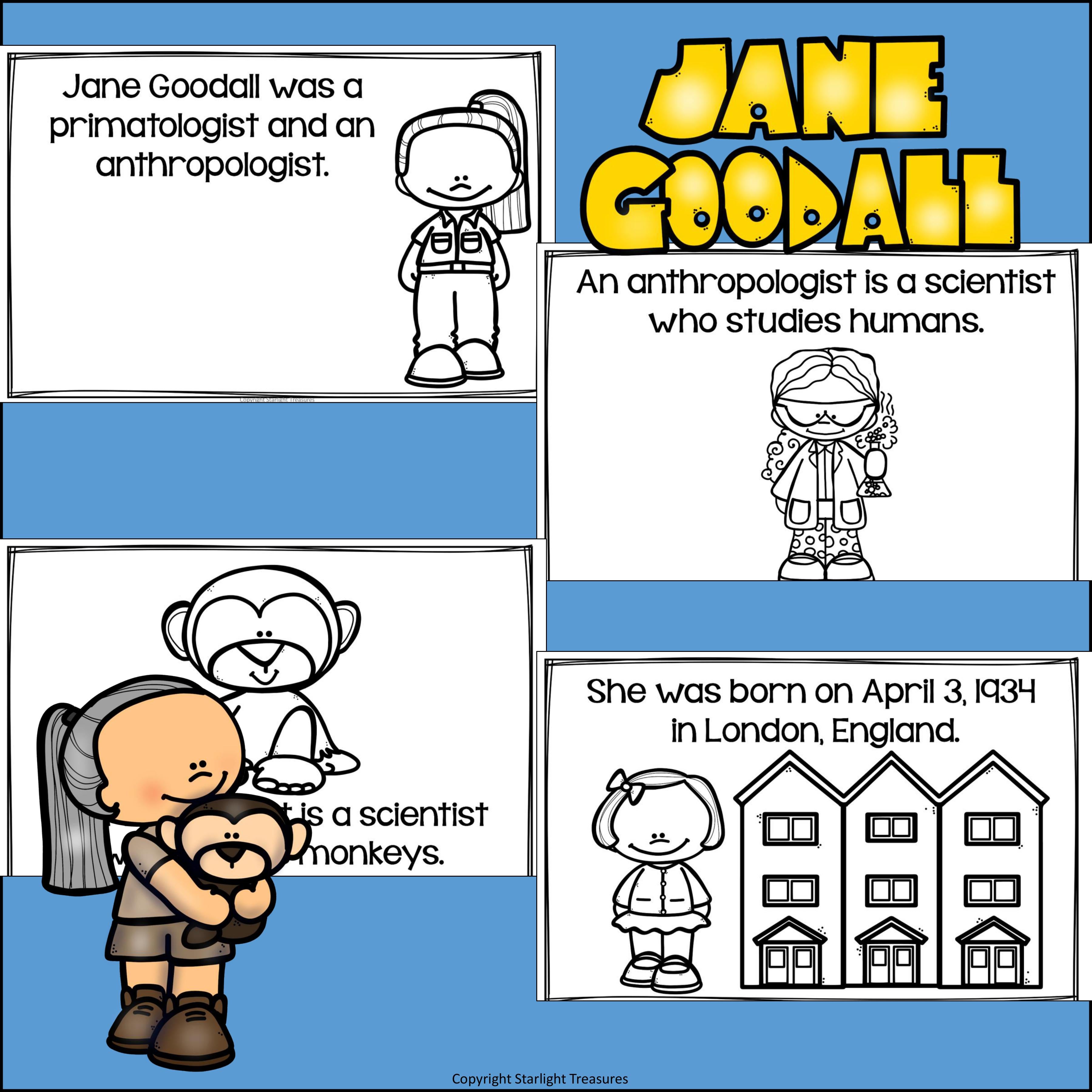 Jane Goodall Mini Book for Early Readers: Women's History Month