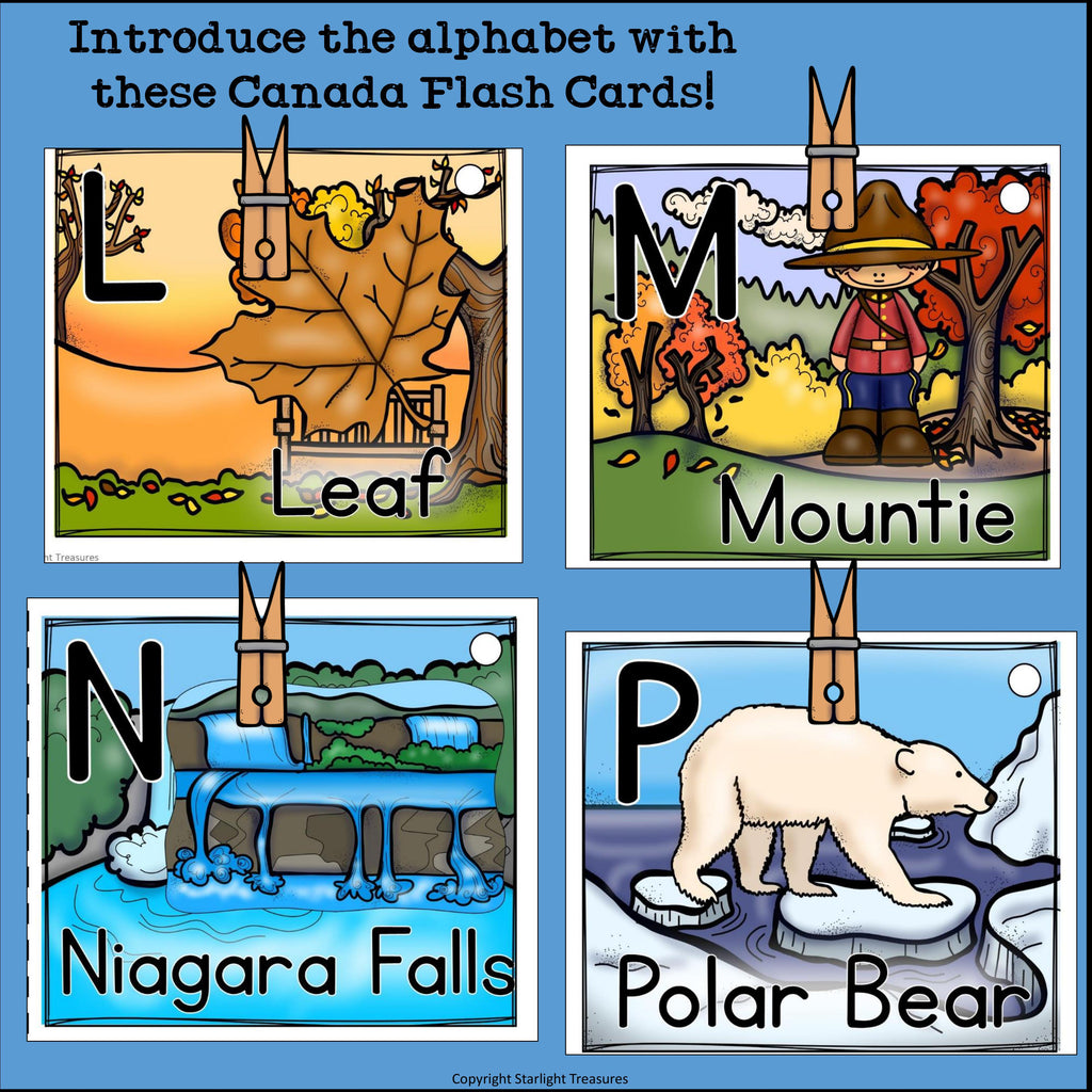 Alphabet Flash Cards for Early Readers - Country of Canada