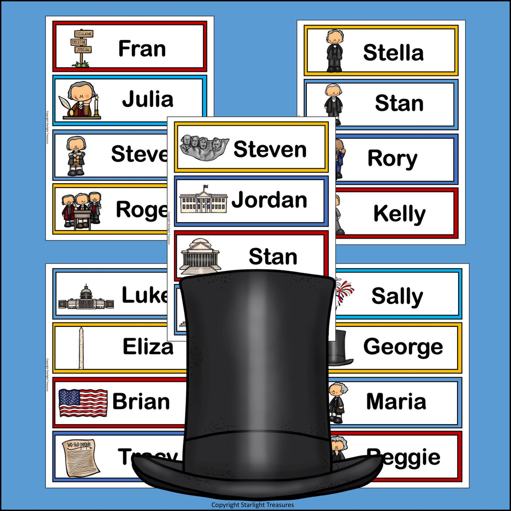 Presidents' Day Name Tags - Editable