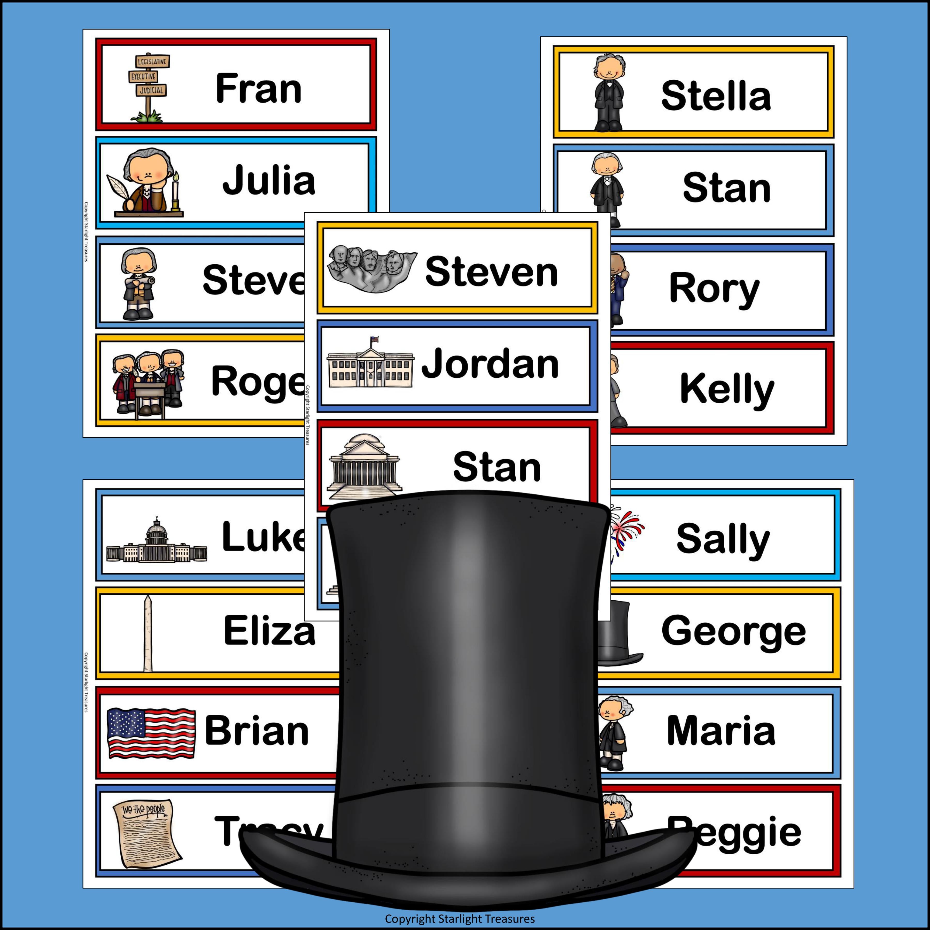 Presidents' Day Name Tags - Editable