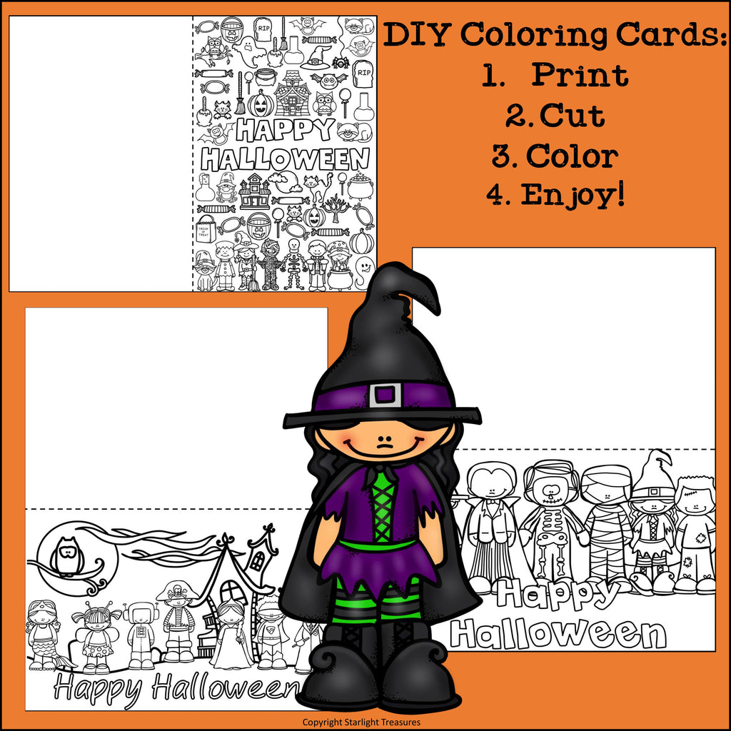 DIY Halloween Coloring Cards