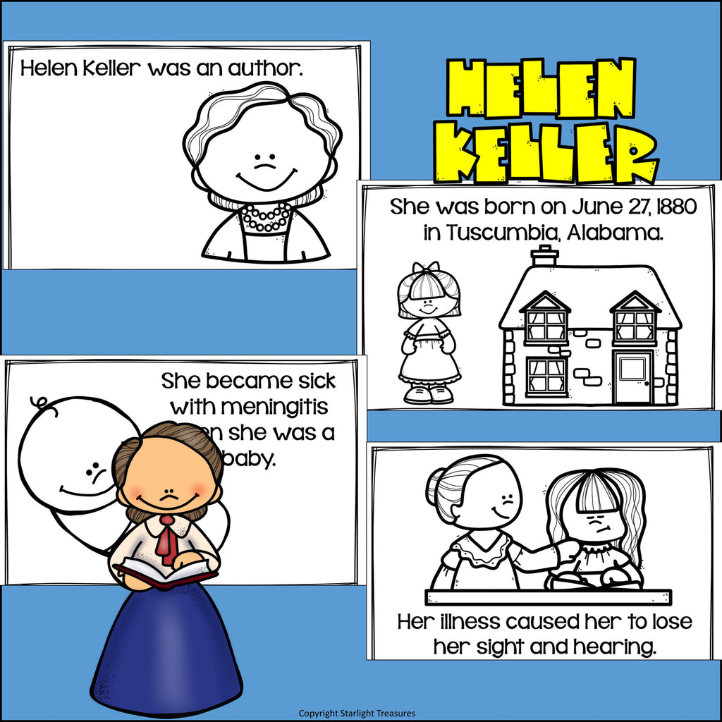 Helen Keller Mini Book for Early Readers: Women's History Month