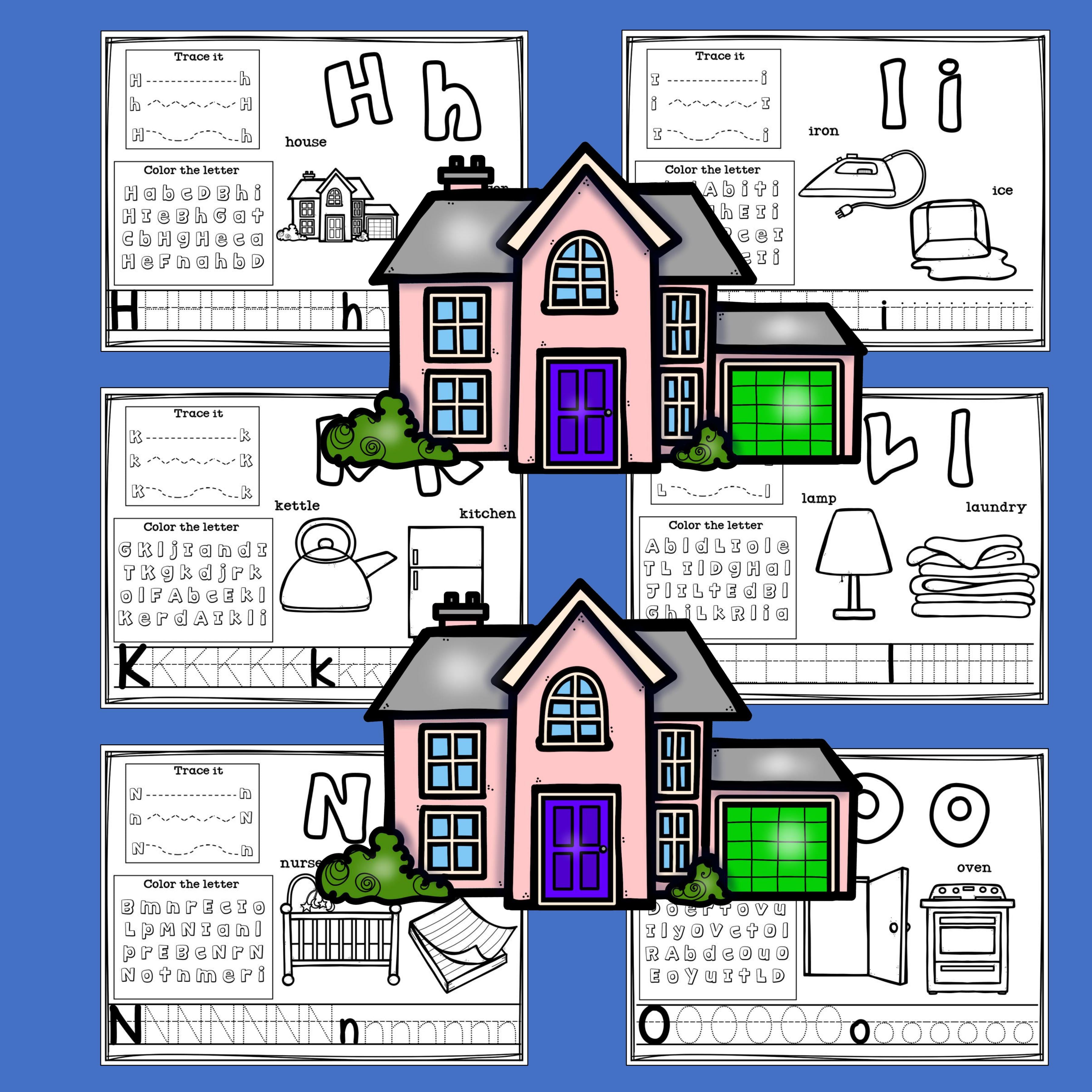  Worksheets A-Z My House Theme