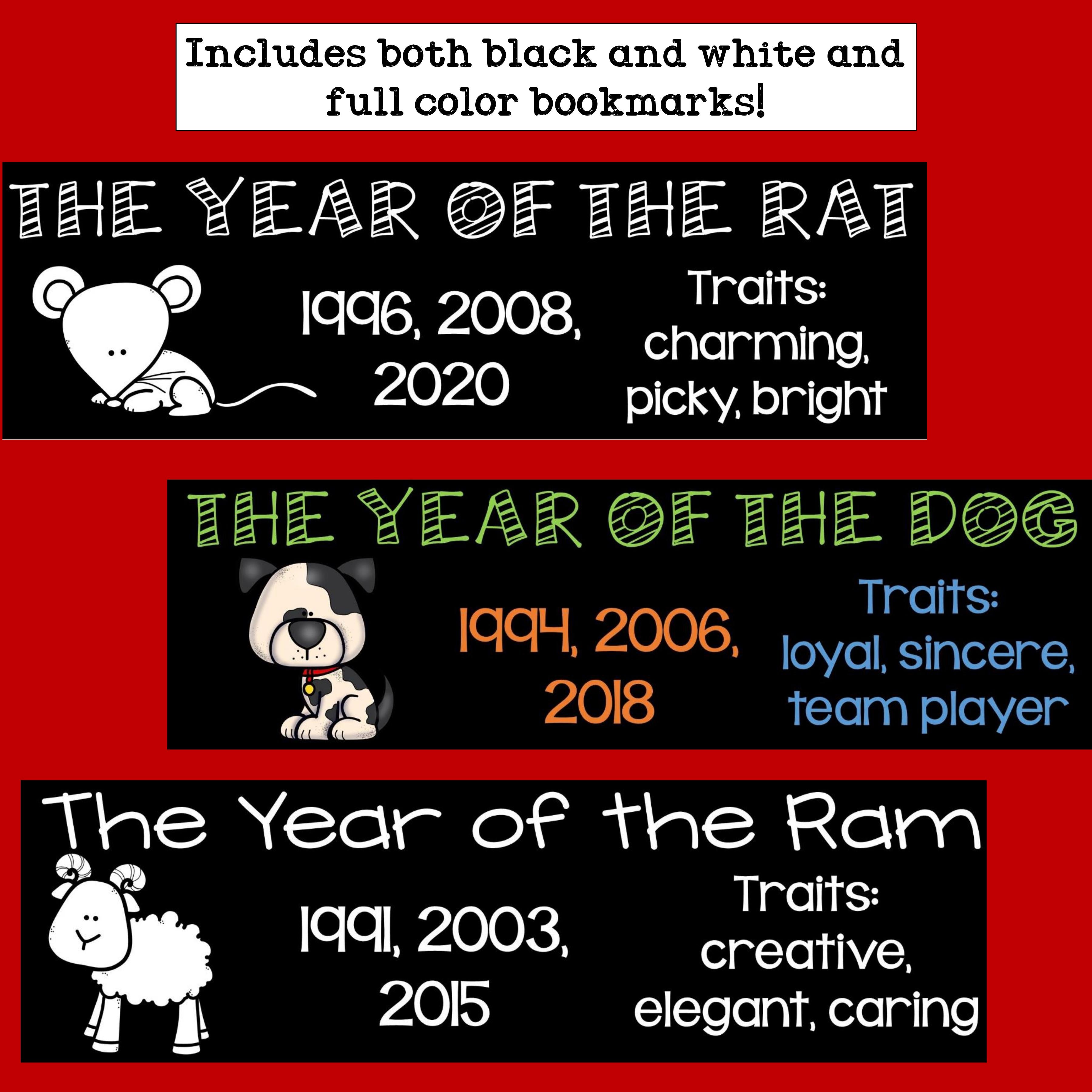 Chinese New Year Cut n' Color Bookmarks: Black and White AND Full Color