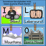 Alphabet Flash Cards for Early Readers - Country of Austria
