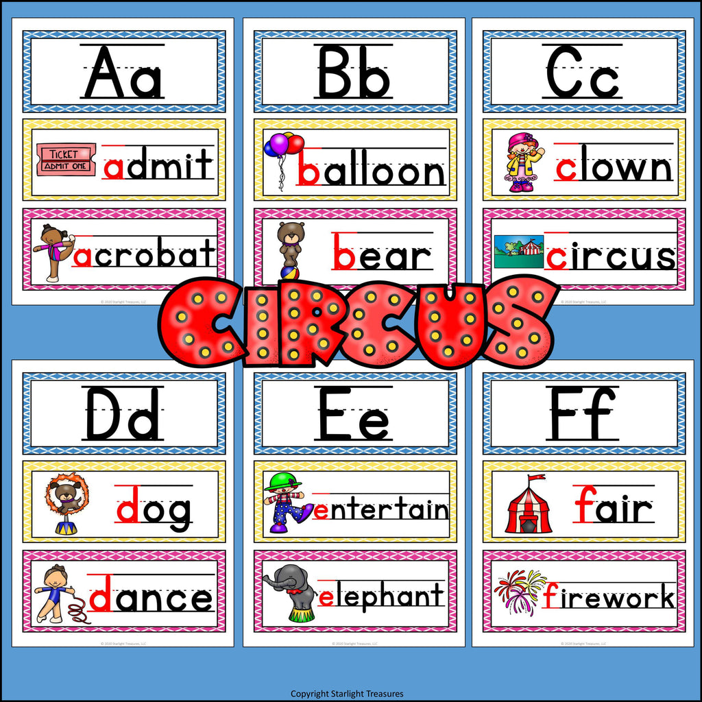 Alphabet Word Wall - Circus - A-Z Word Wall - FREEBIE