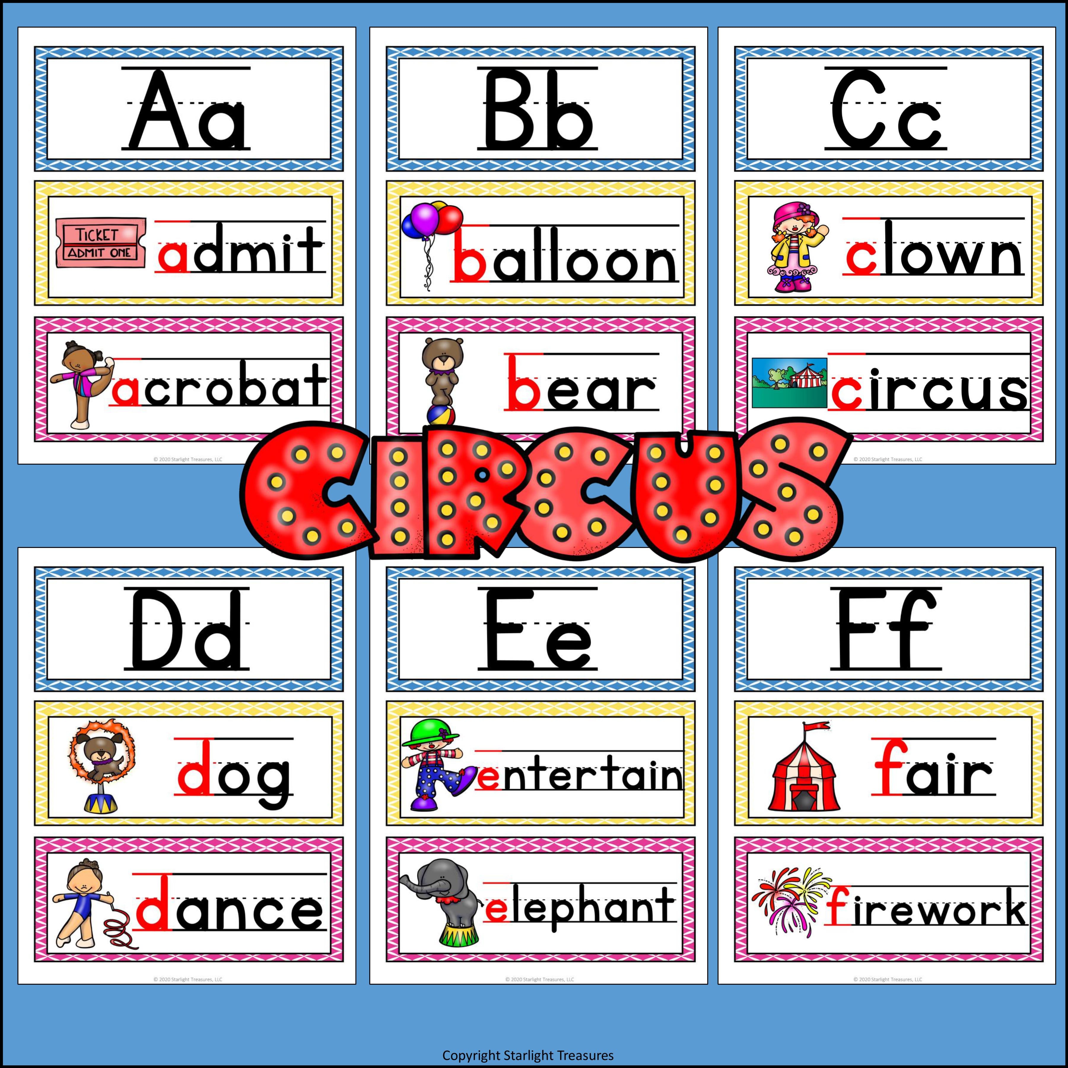 Alphabet Word Wall - Circus - A-Z Word Wall - FREEBIE