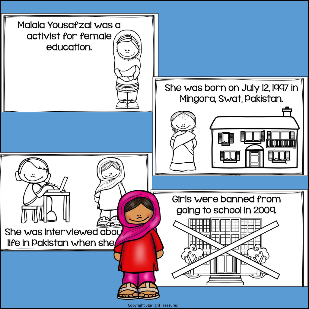 Malala Yousafzai Mini Book for Early Readers: Women's History Month