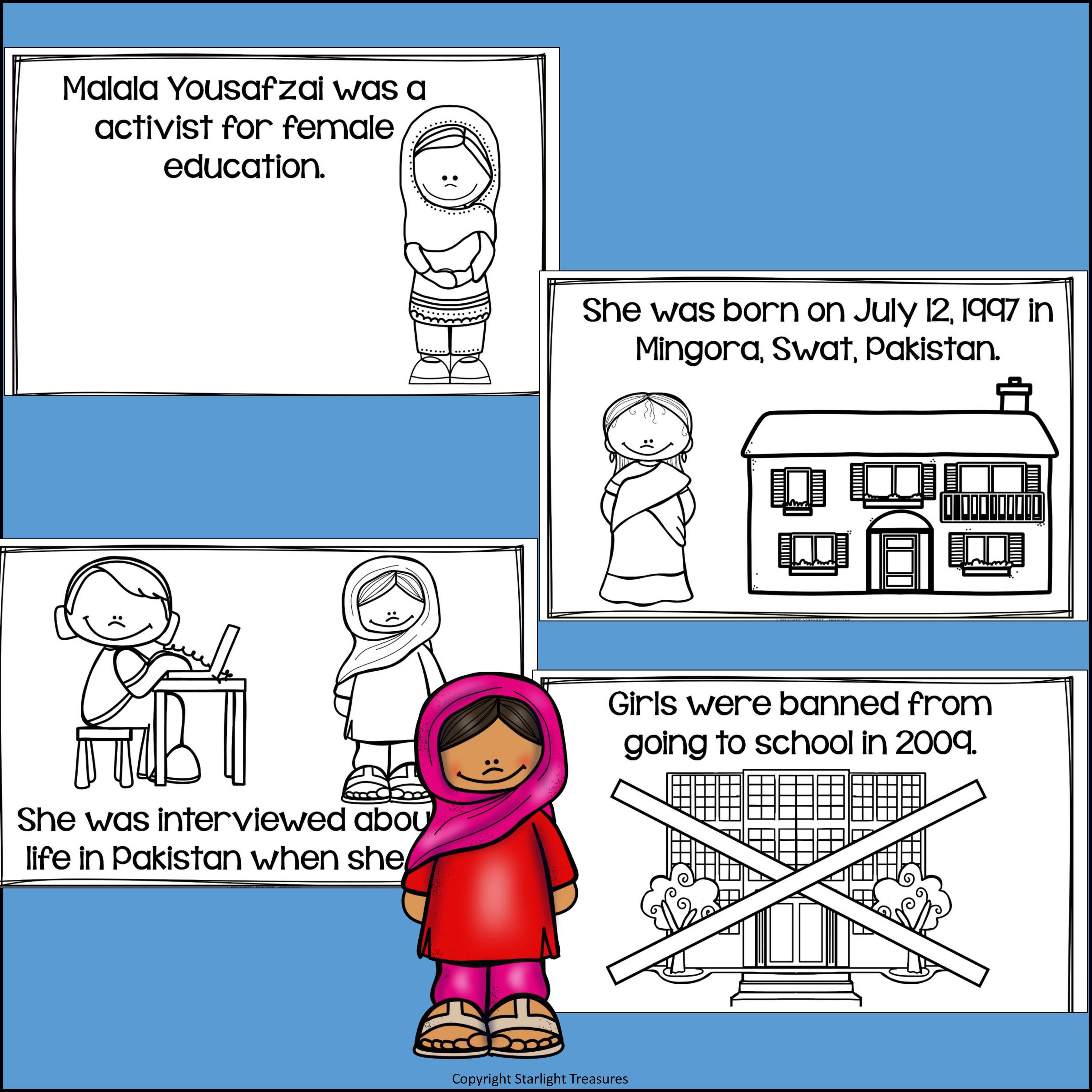 Malala Yousafzai Mini Book for Early Readers: Women's History Month