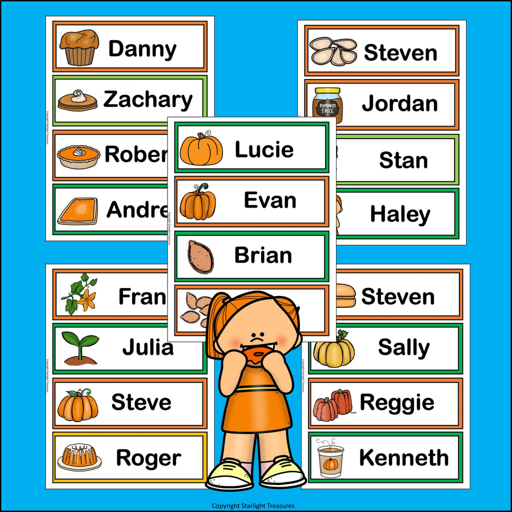 Pumpkin Name Tags - Editable