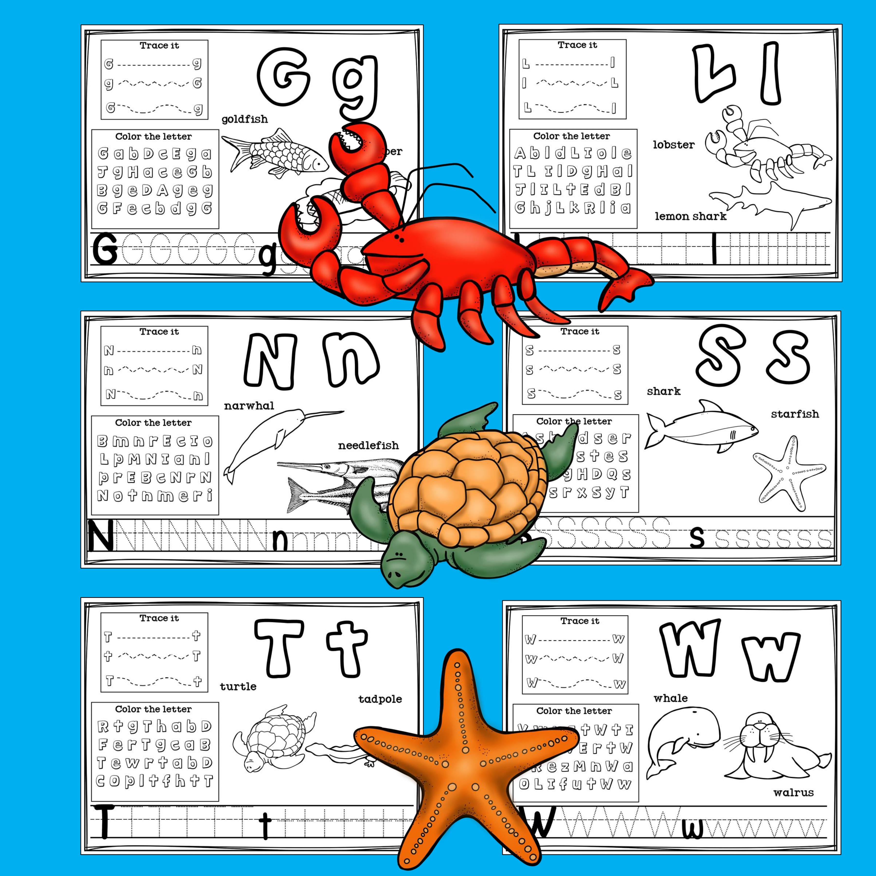 Worksheets A-Z The Ocean Theme