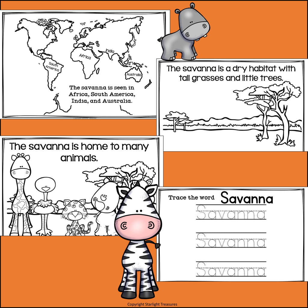 The Savanna Mini Book for Early Readers: Savanna Animals