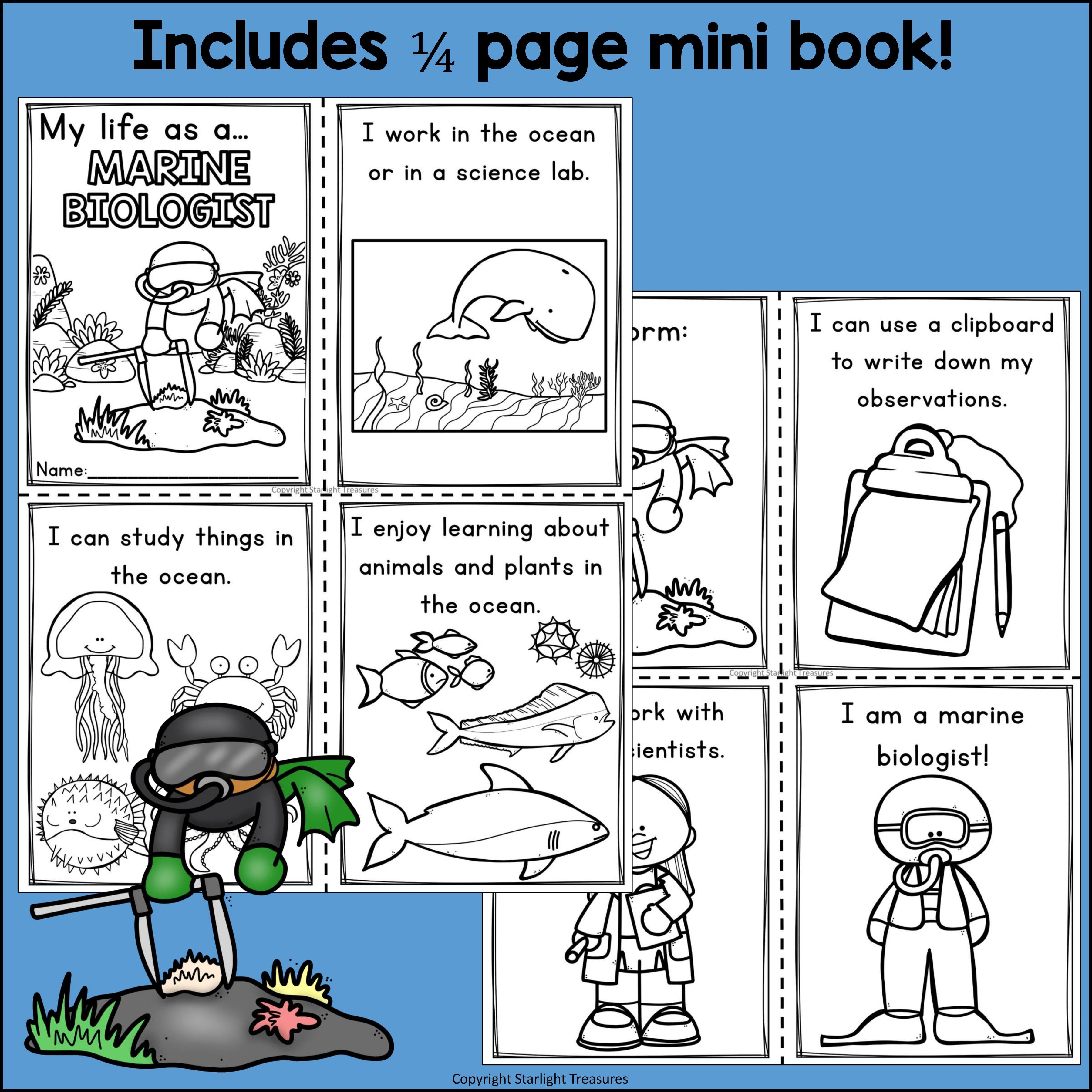 Marine Biologist Mini Book for Early Readers - Types of Scientists
