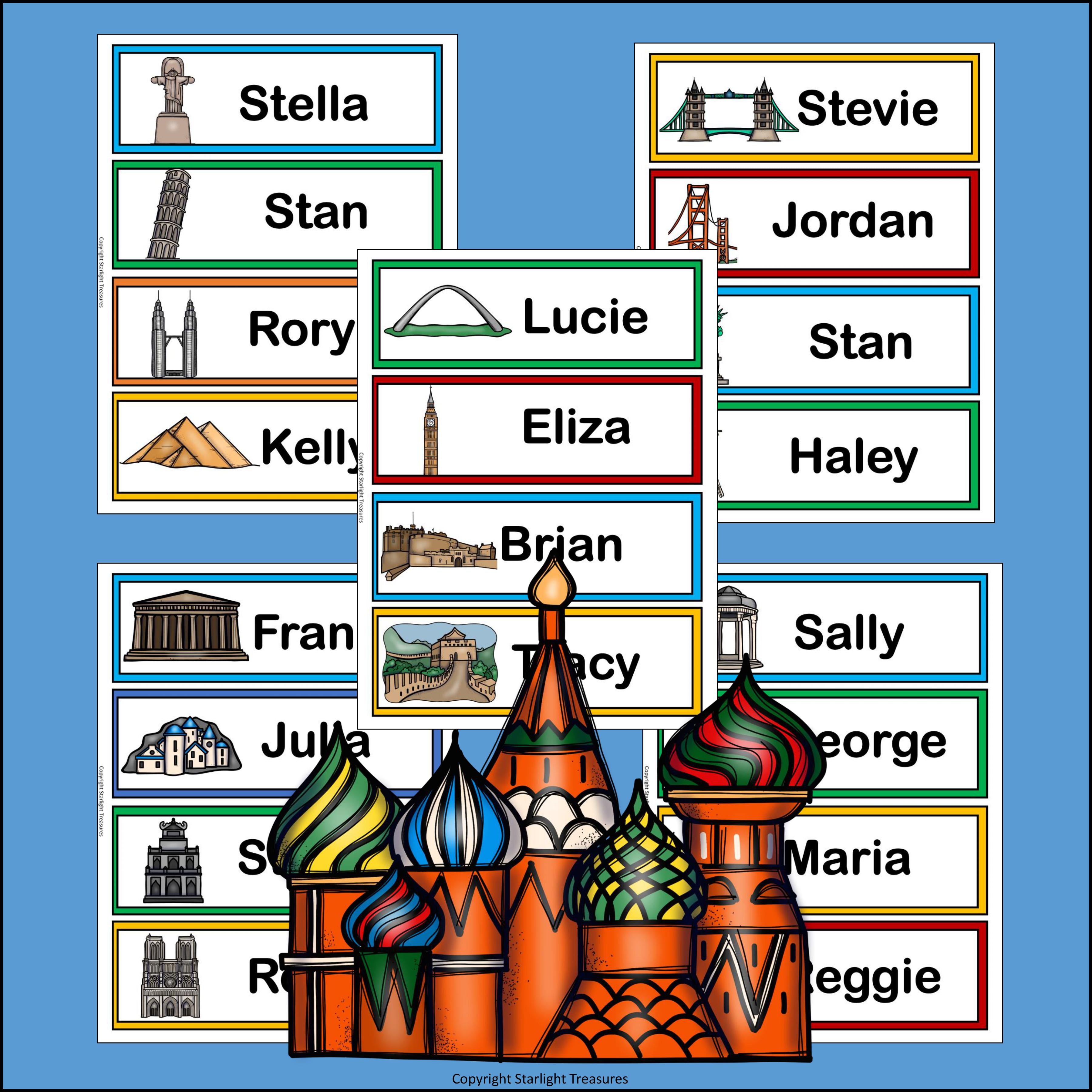 World Landmark Name Tags - Editable