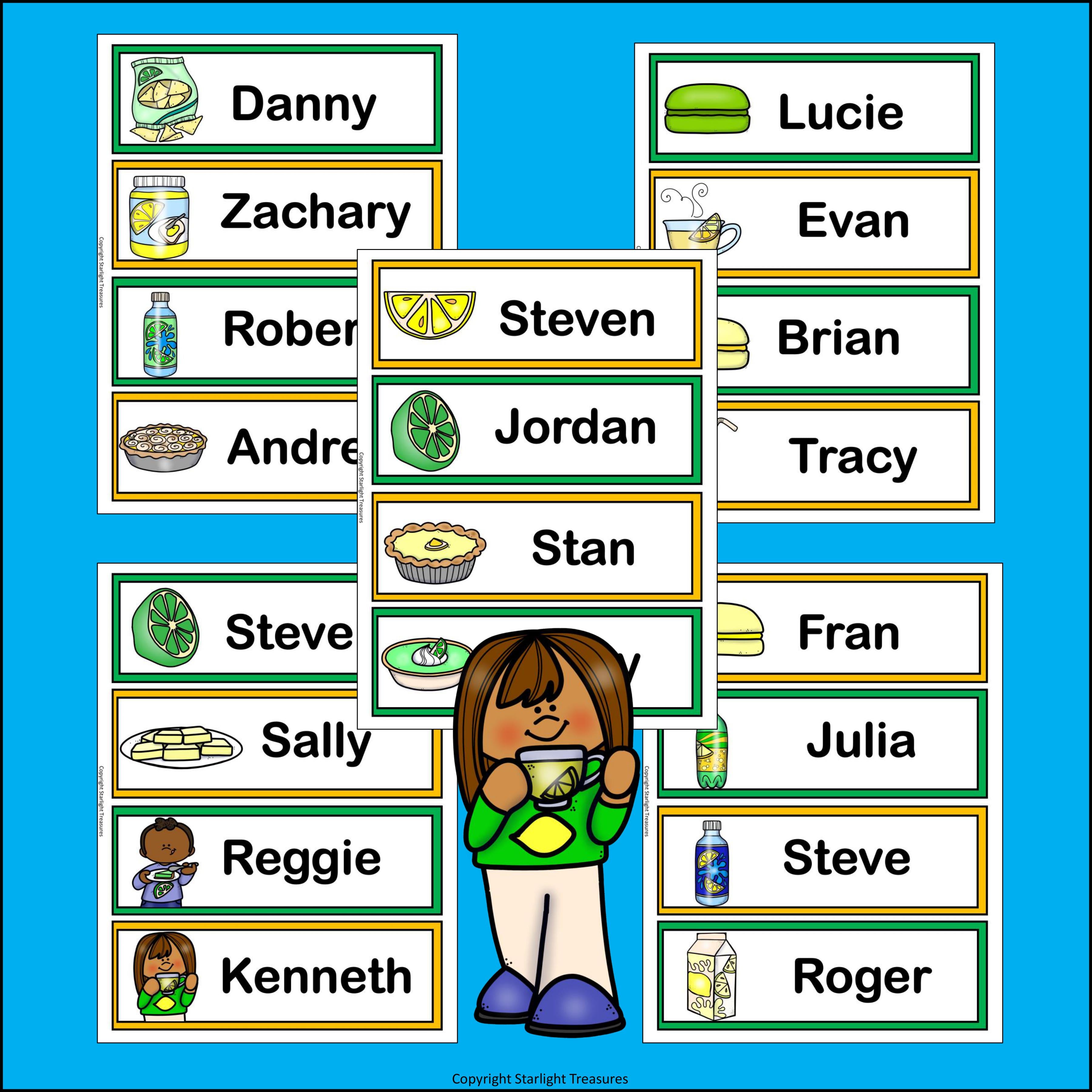 Lemon & Lime Name Tags - Editable