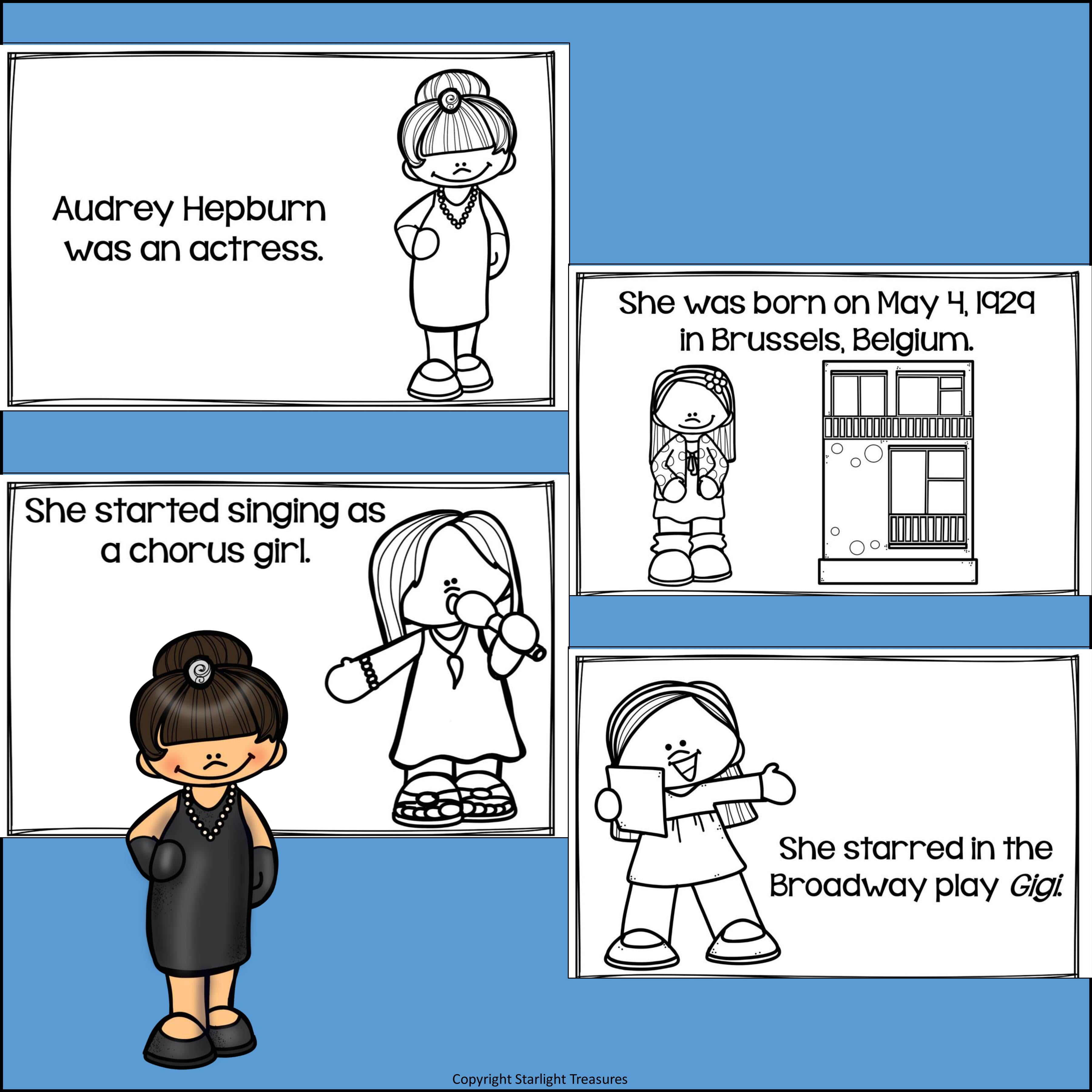 Audrey Hepburn Mini Book for Early Readers: Women's History Month