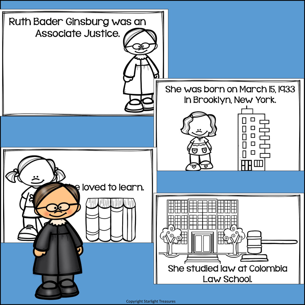 Ruth Bader Ginsburg Mini Book for Early Readers: Women's History Month
