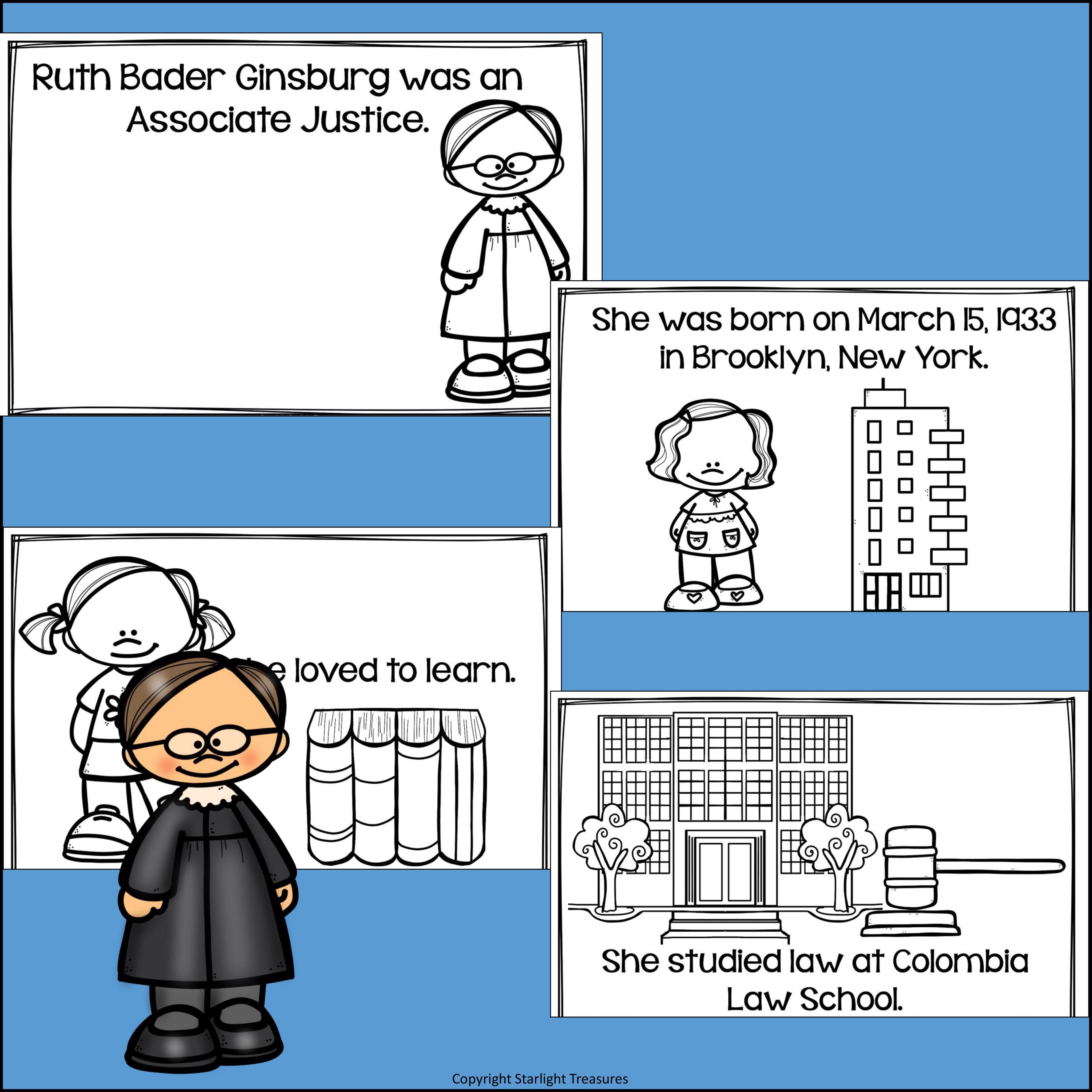 Ruth Bader Ginsburg Mini Book for Early Readers: Women's History Month