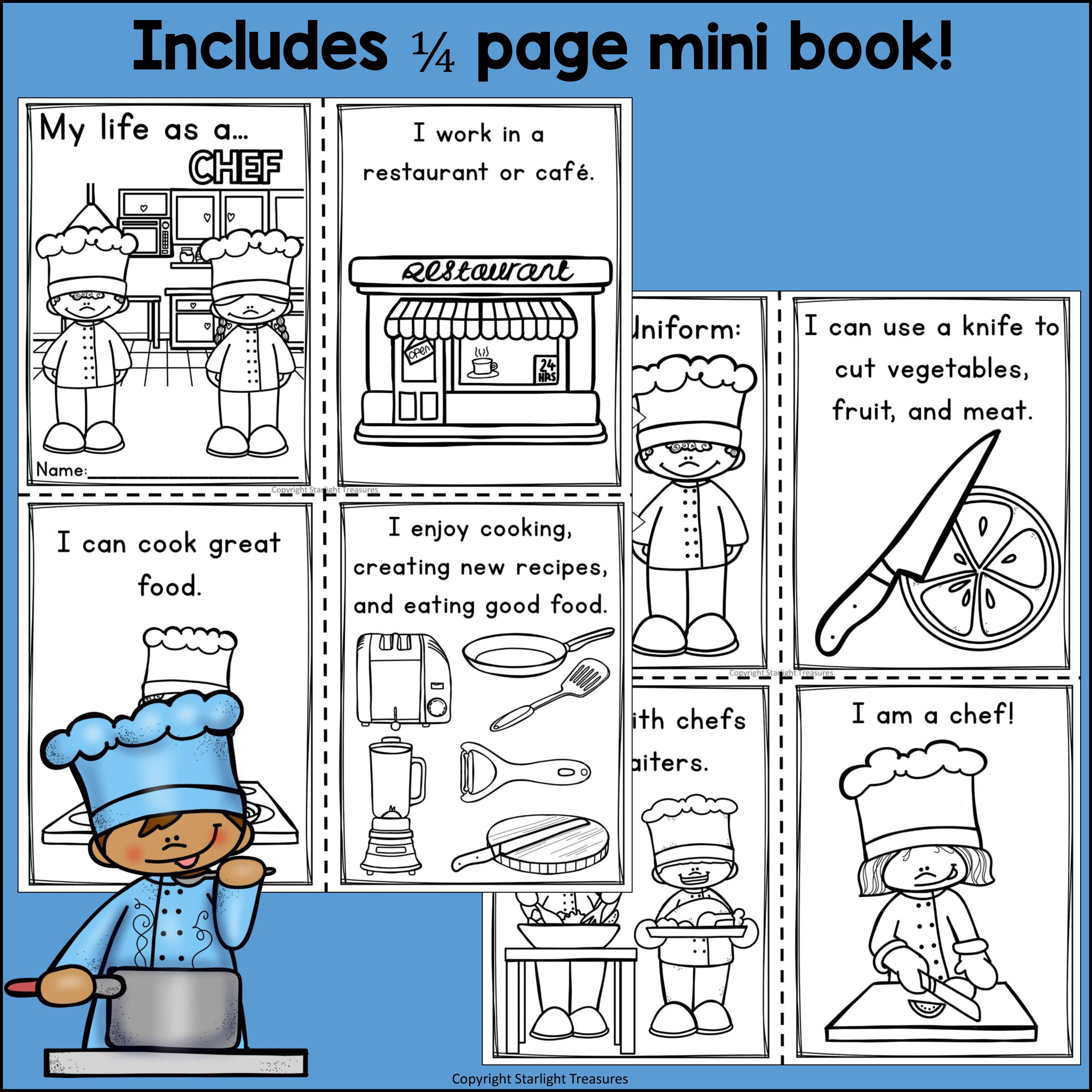 Chef Mini Book for Early Readers - Careers and Community Helpers