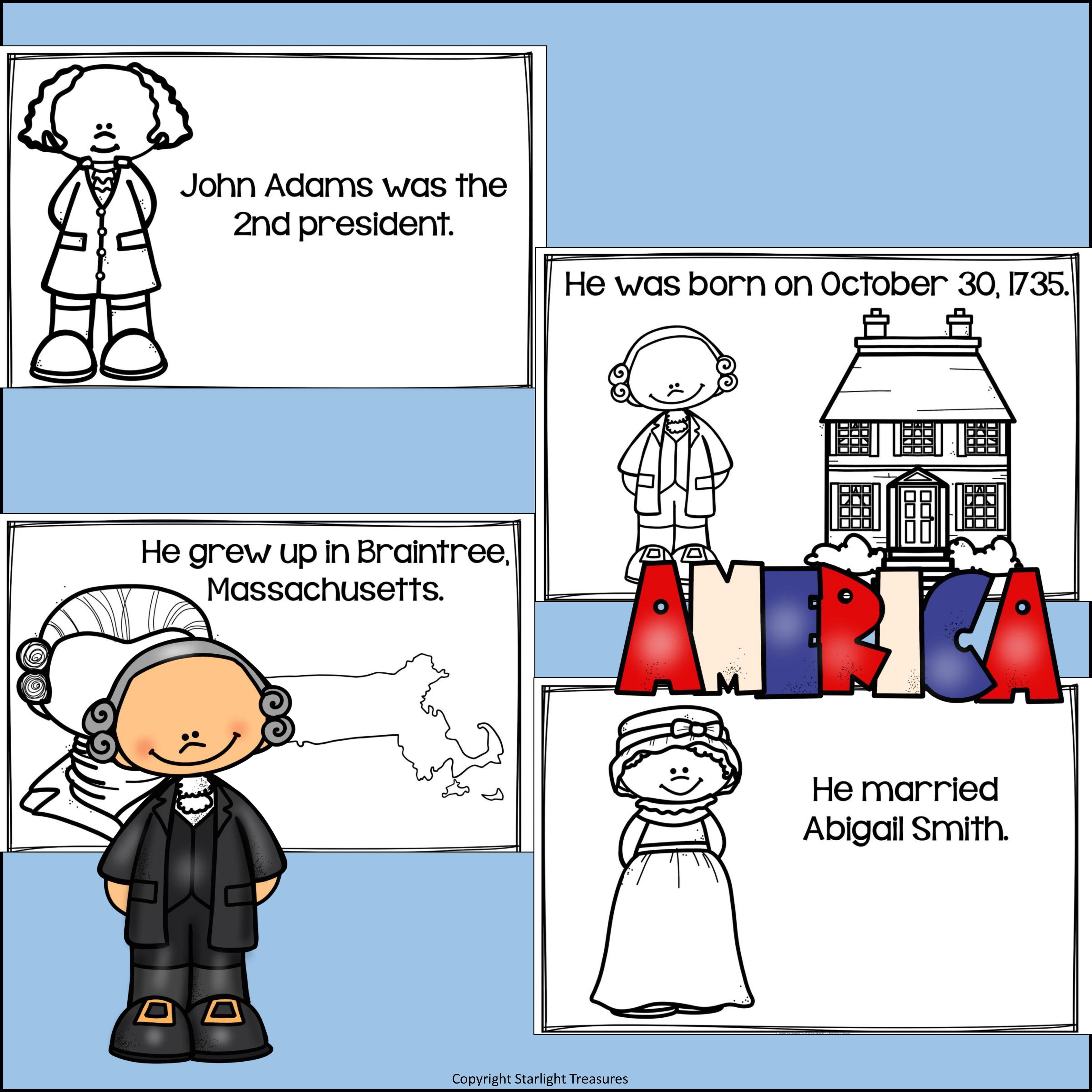 John Adams Mini Book for Early Readers: Presidents' Day