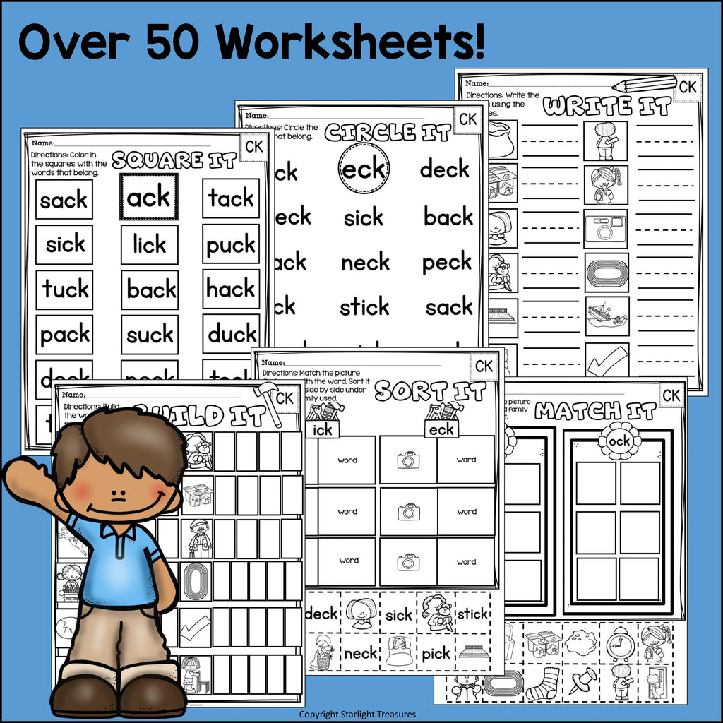 Words Ending in CK Worksheets and Activities for Early Reader