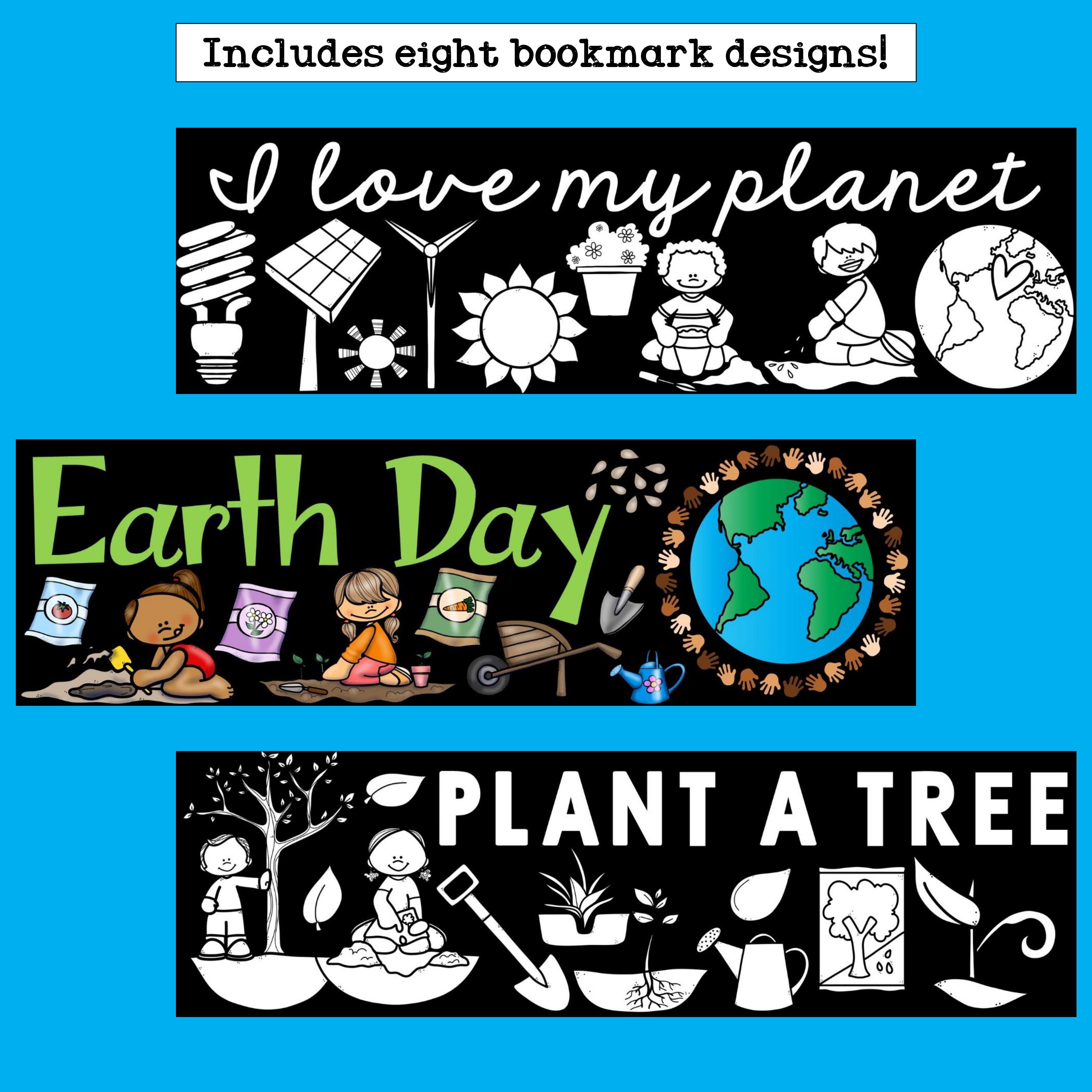 Earth Day Cut n' Color Bookmarks: Black and White AND Full Color