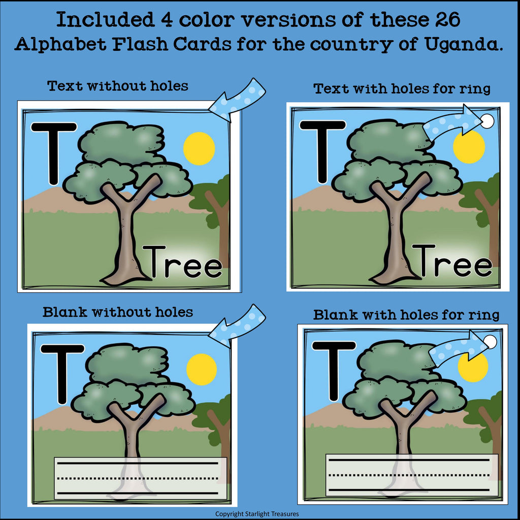 Alphabet Flash Cards for Early Readers - Country of Uganda
