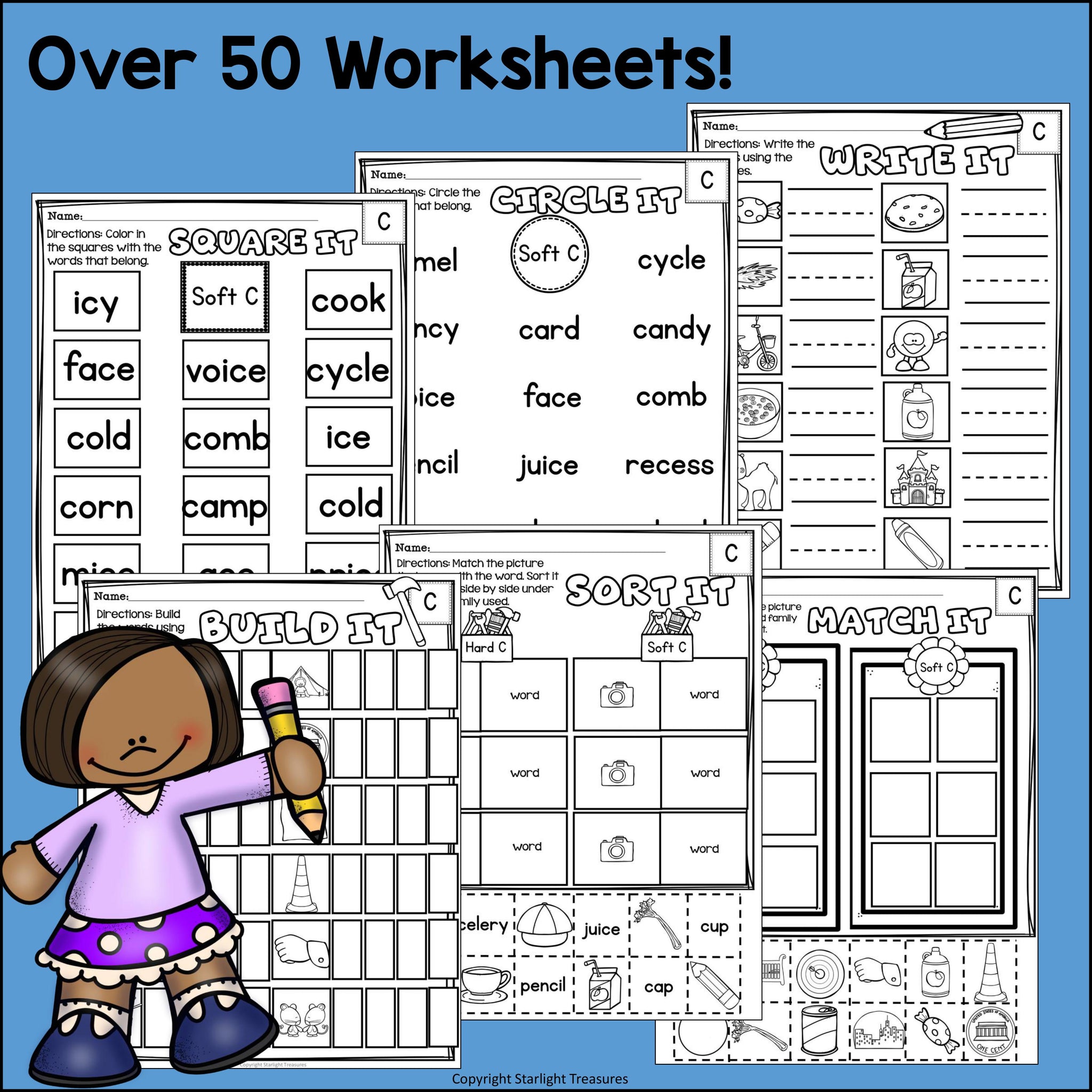 Hard & Soft C Worksheets and Activities for Early Readers - Phonics –  Starlight Treasures LLC